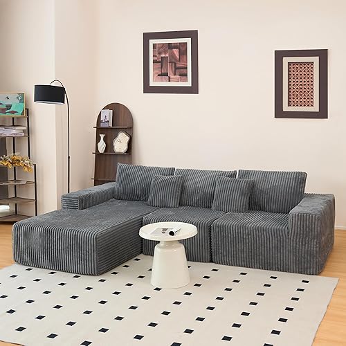 Miniatura 2 de Modular Sectional Couches Sofa with L-Shape Chaise, Modern Cloud Couch Sectional with Deep Seat, Upholstered Convertible Sofa Bed for Living Room