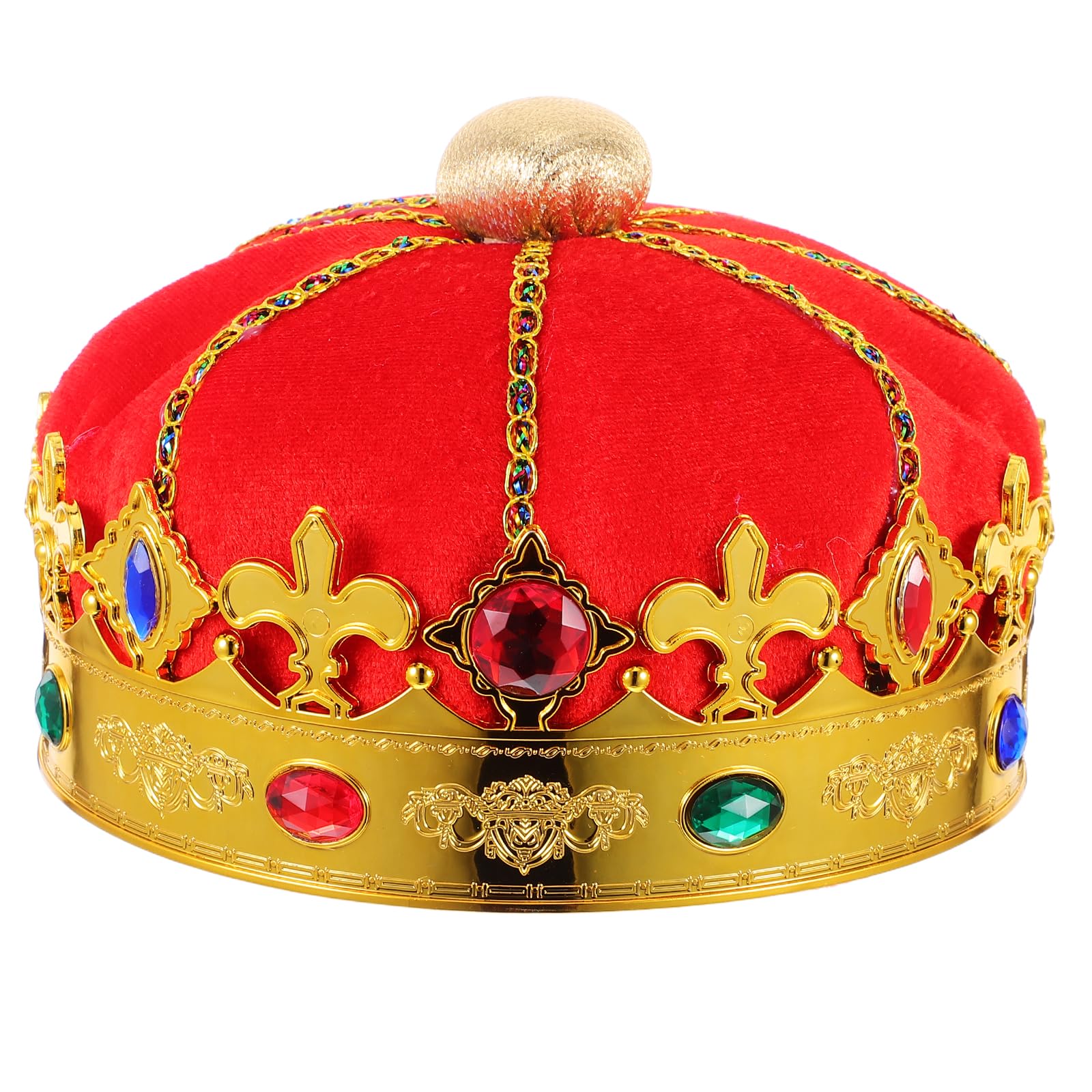 LUOZZY 1pc Red Dome King Crown Hat for Kids Costume Party Dress Up Performance Birthday Cosplay Royal Headdress Accessory