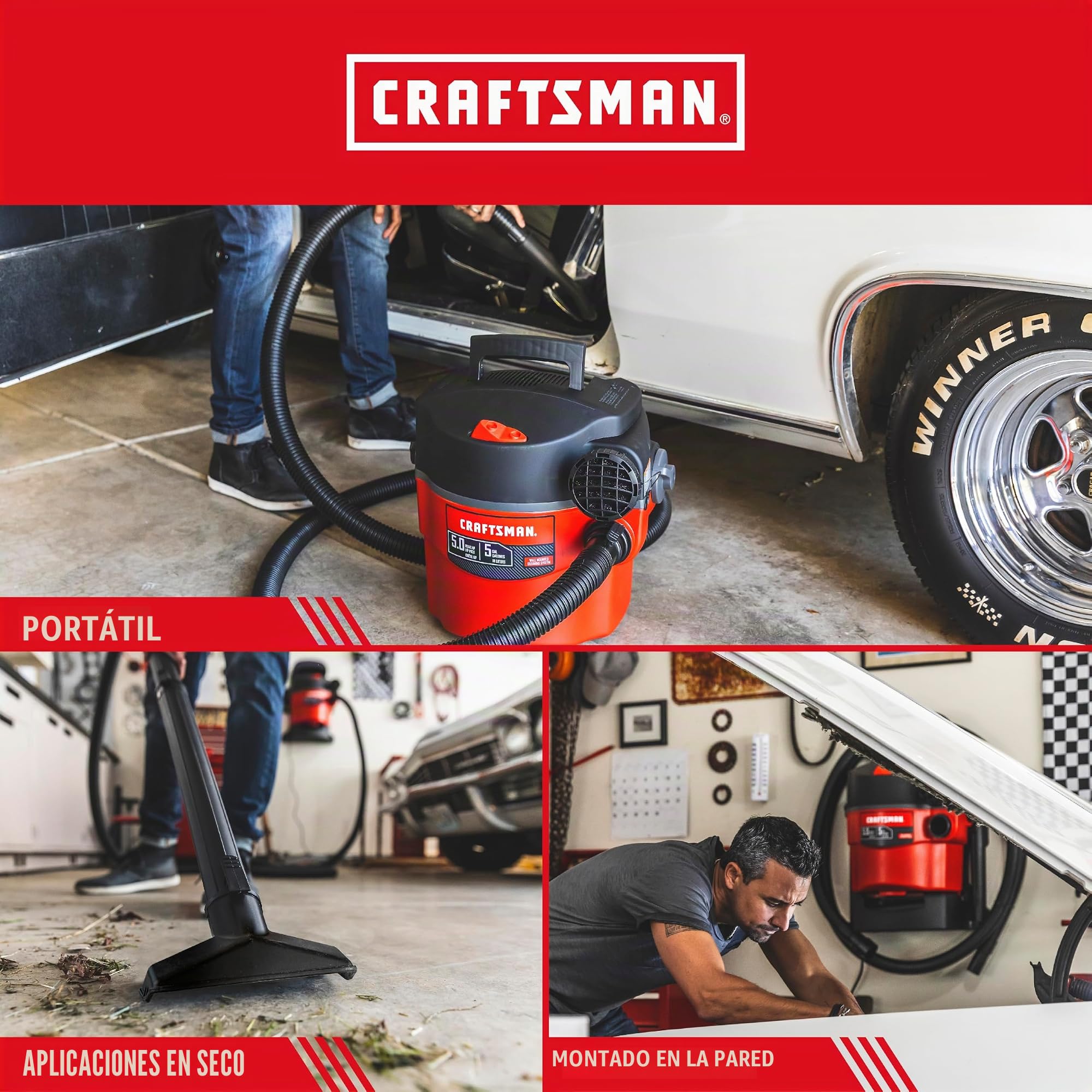 CRAFTSMAN CMXEVBE17925 - Aspiradora para tienda en seco y húmedo (5 galones, 5.0 Pico HP
