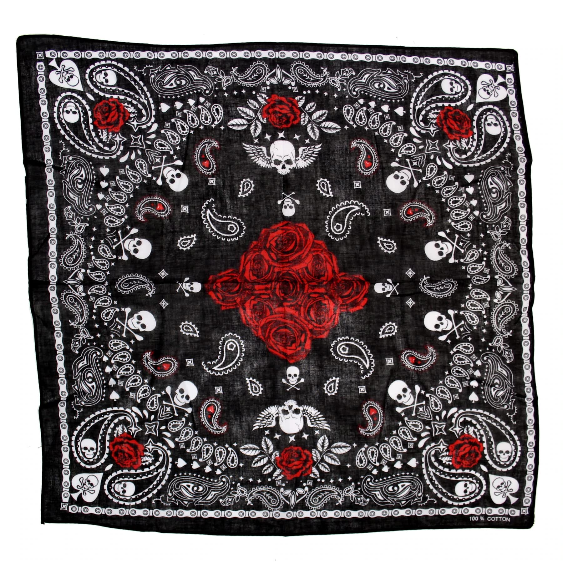 Topkids Accessories Biker Bandana Headband, Alternative Clothing, Mens Handkerchiefs, Motorbike Accessories, Face Mask, Goth gifts, Shemagh Scarf Men, Skull Mask (Skulls, Roses & Paisley)
