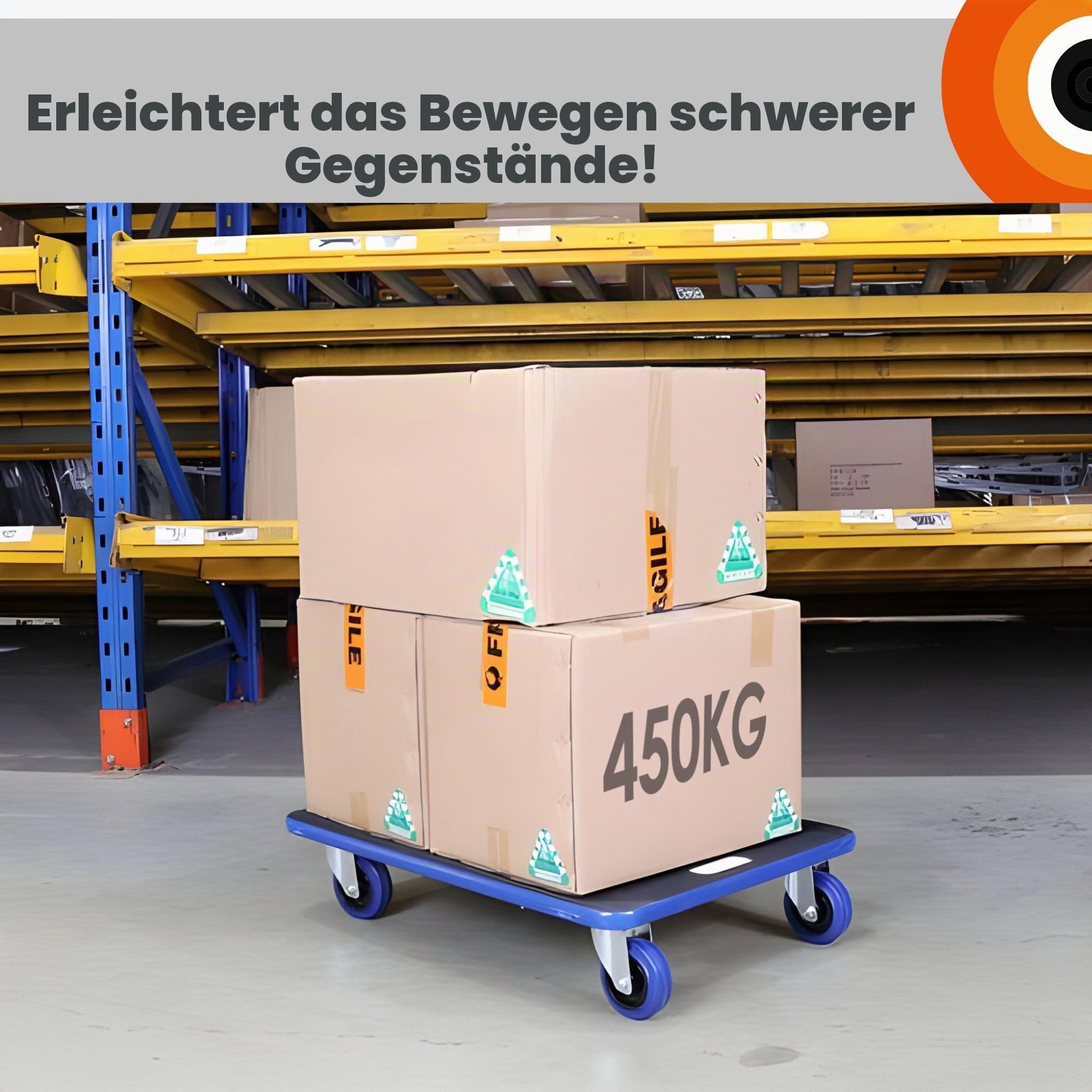 Move-It Transportroller, 450 kg Tragkraft, robuster Wagen zum Bewegen von Möbelgeräten, rutschfeste Unterseite, industrielle gewerbliche Nutzung, schwarz (70 x 50 cm)