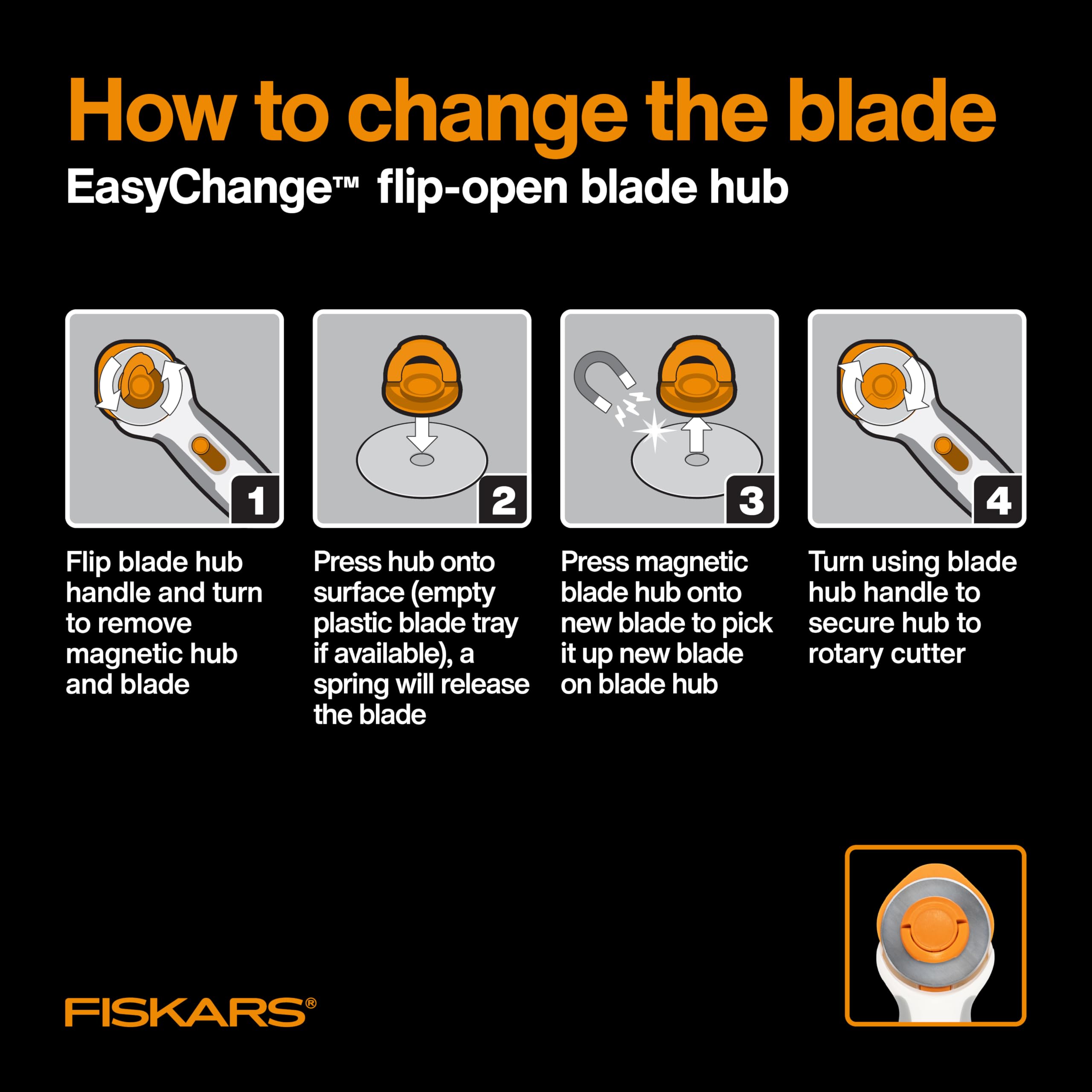 Fiskars Easy Change Stick Rollschneider (45 mm) weiß