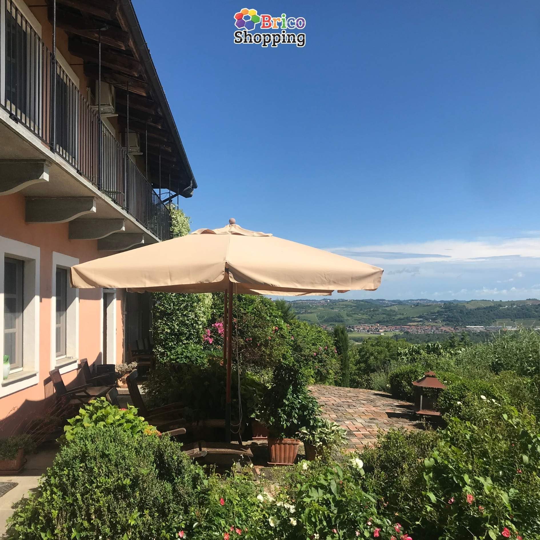 Telo di Ricambio per Ombrellone da Giardino 300 Gr/mq Impermeabile con Airvent 6 o 8 Stecche (3x2m)