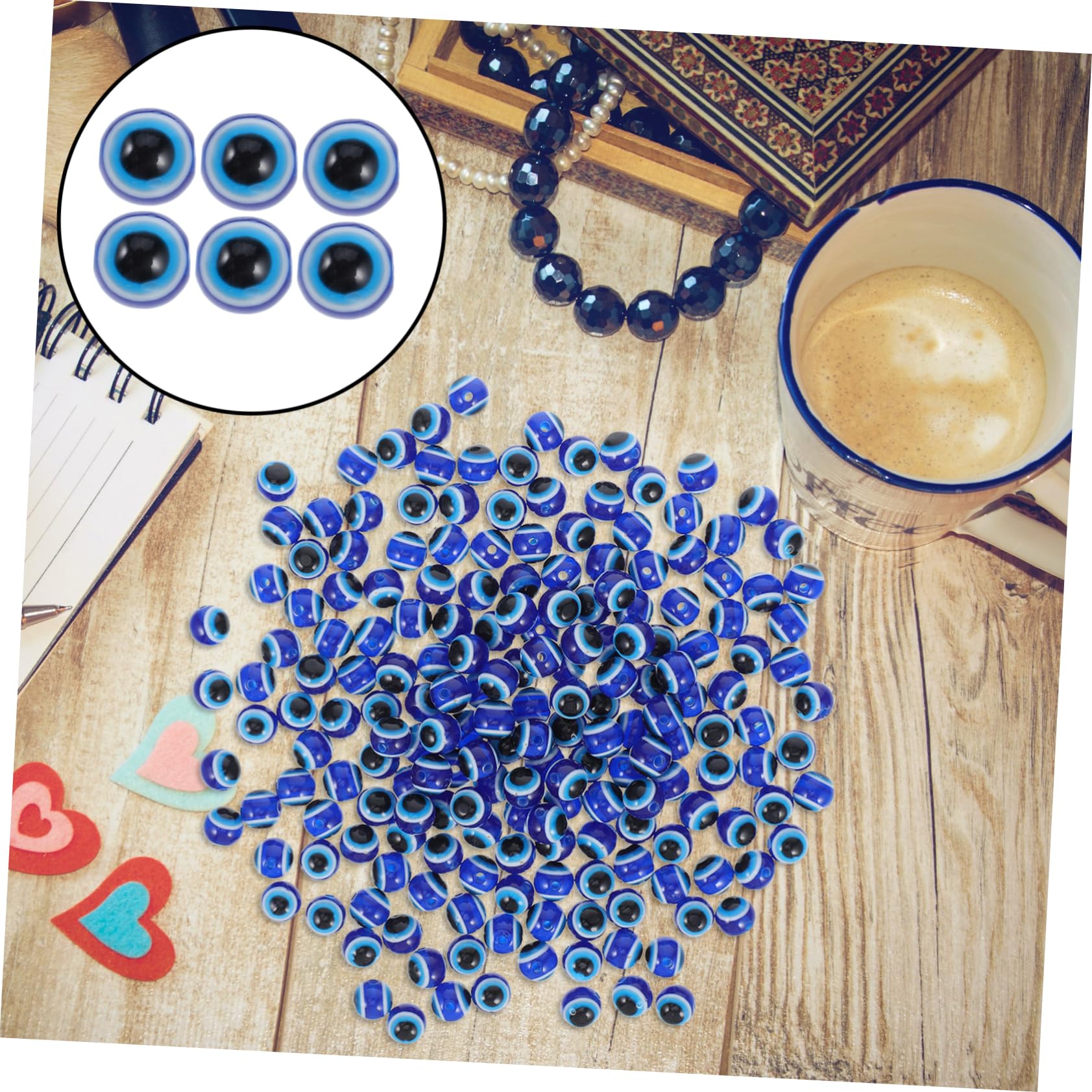 SHINEOFI 600stücke Blaues Augen-design Resin Runde Spacer Perlen Für Armbänder Und Bastelprojekte Für Kreative Schmuckherstellung Und Heimdekoration