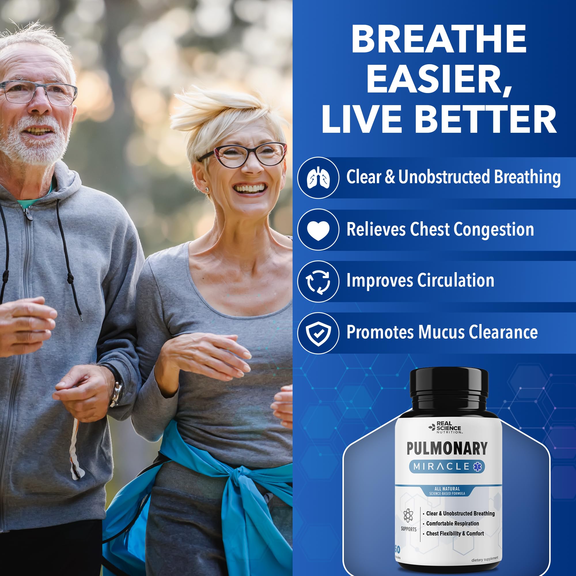 Pulmonary Miracle COPD Relief and Lung Detox Capsules to Clear Lungs & Aid Breathing - Lung Support Supplement with Vinitrox & GABA for Long-Term Cough & Respiratory Relief, 60 Caps