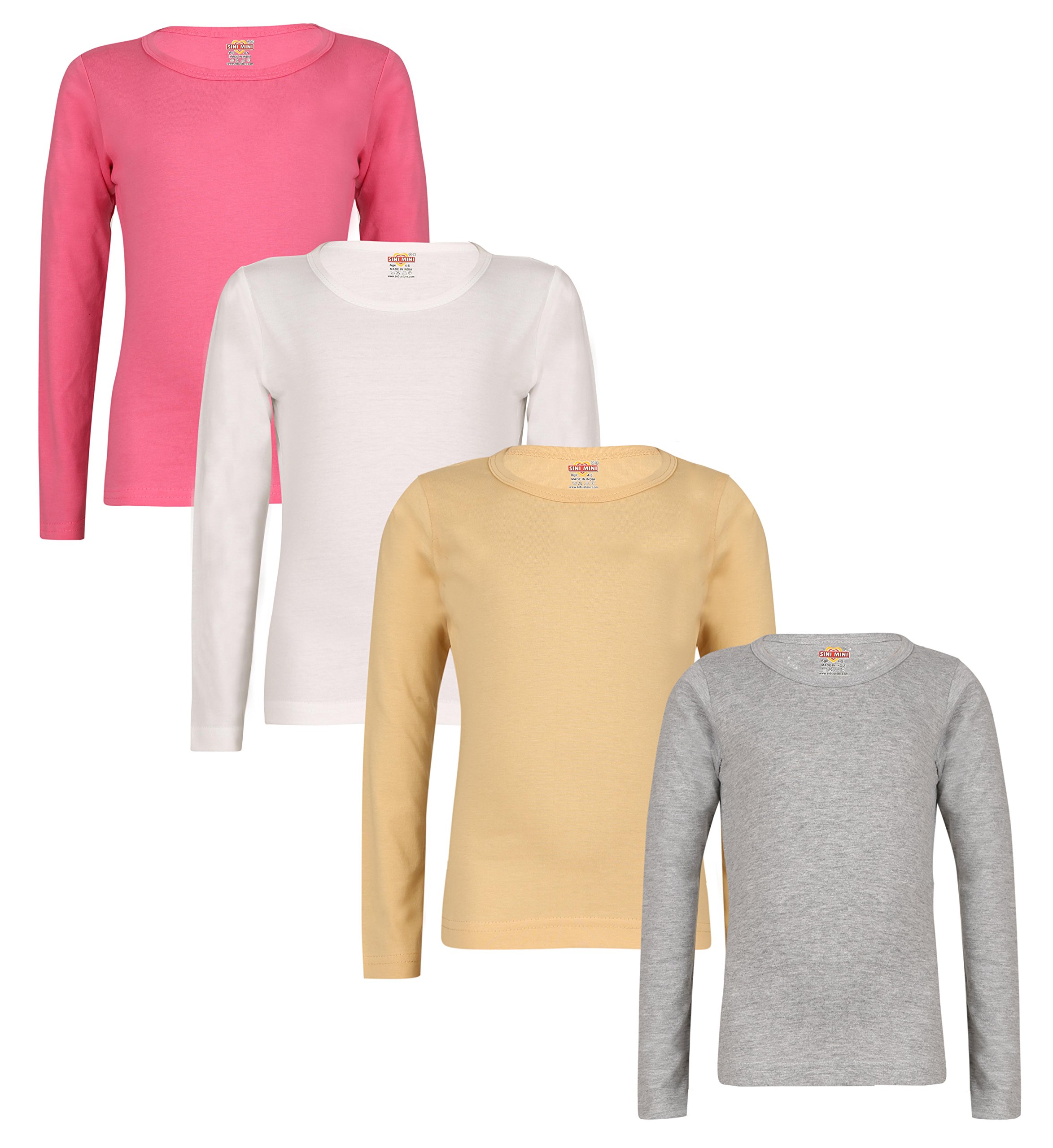 SINI MINI Sinimini Girls Plain Full Sleeve Girls top (Pack of 4)