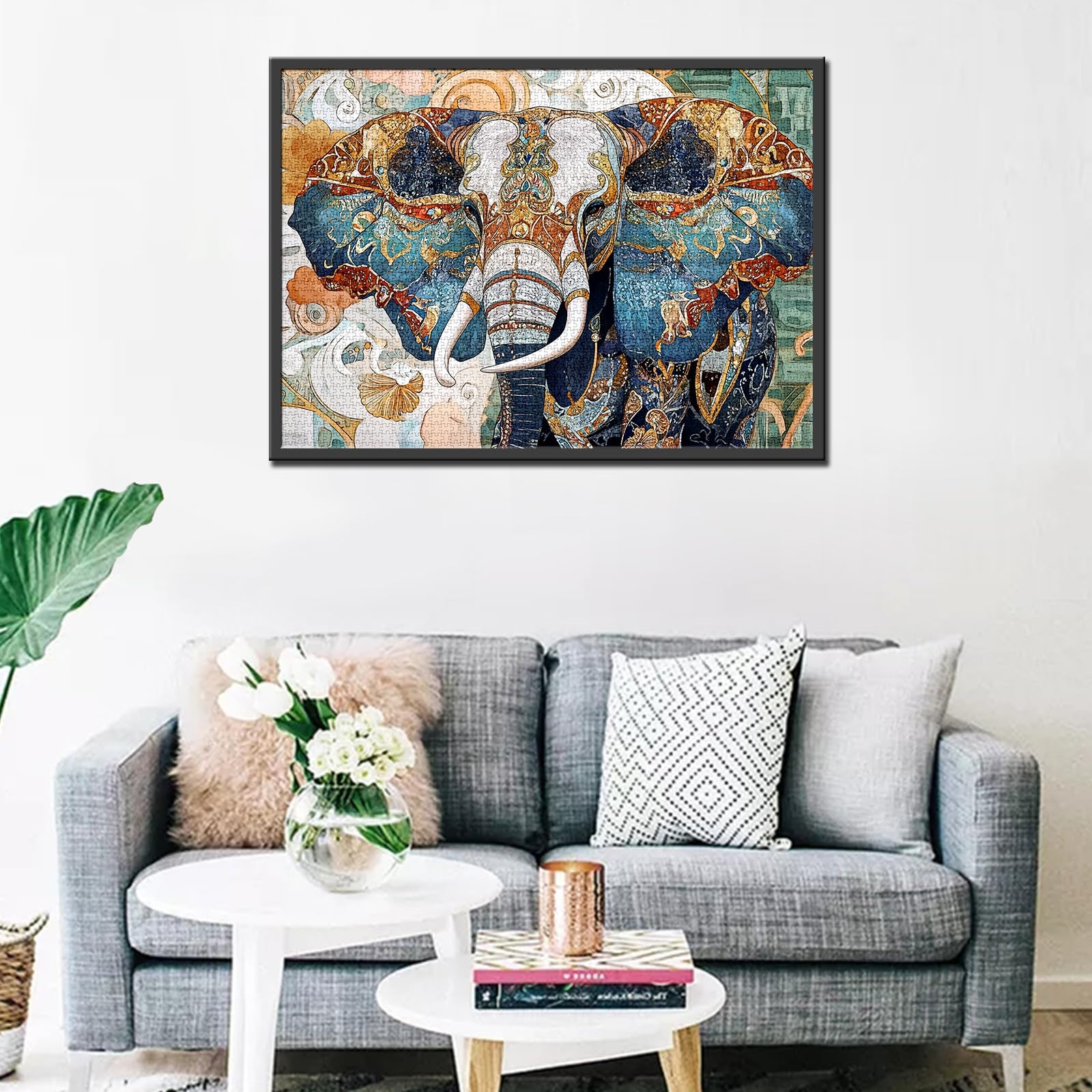 Tucocoo 1000 Piece Jigsaw Puzzle - Beautiful Elephant With Floral Background, Adult Puzzle