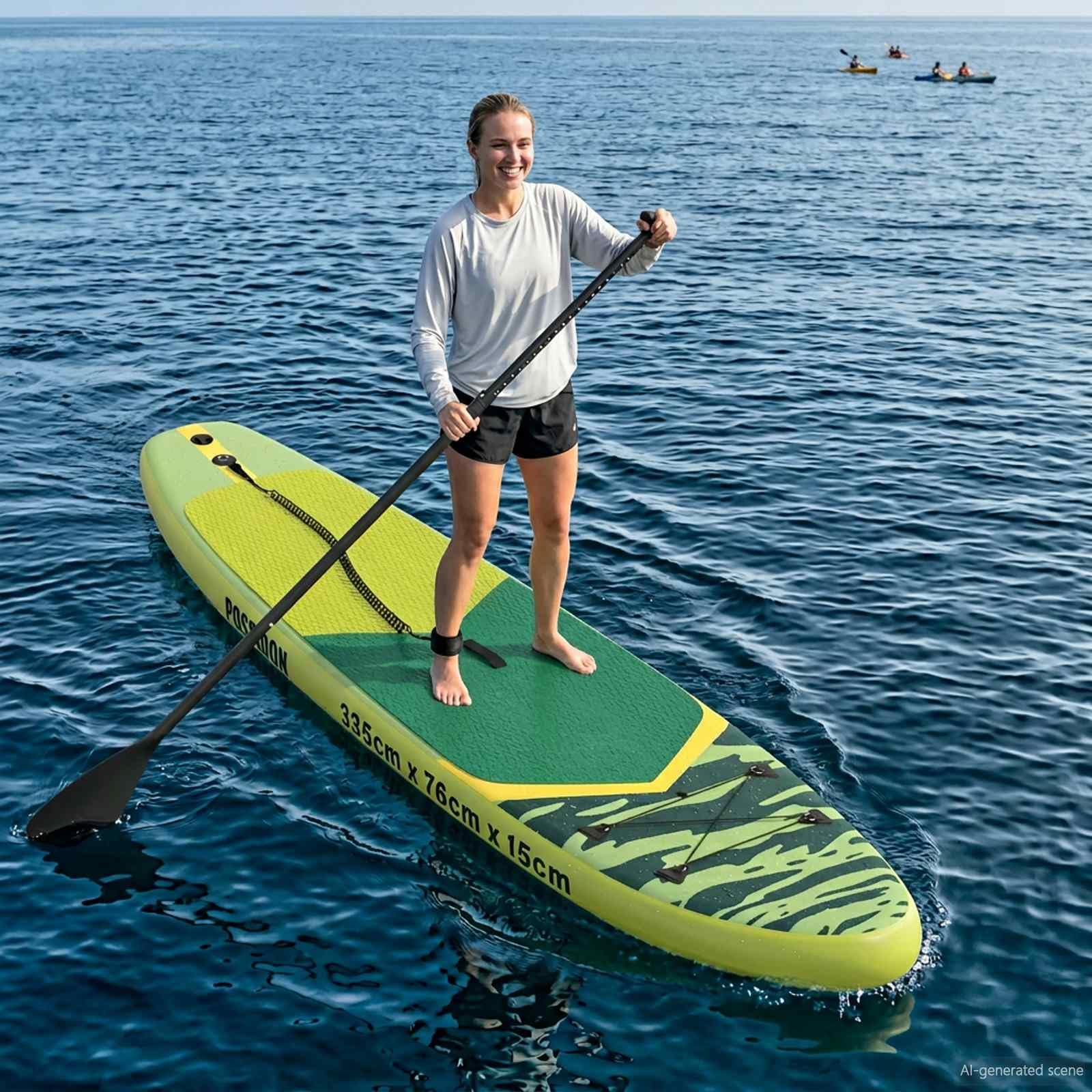 vidaXL 2 in 1 Kajak & SUP Paddle 203 x 19,5 cm Schwarz, Verstellbares Paddel, SUP, Wassersport, Outdoor, Flussgerät, Aluminium, Schwarz