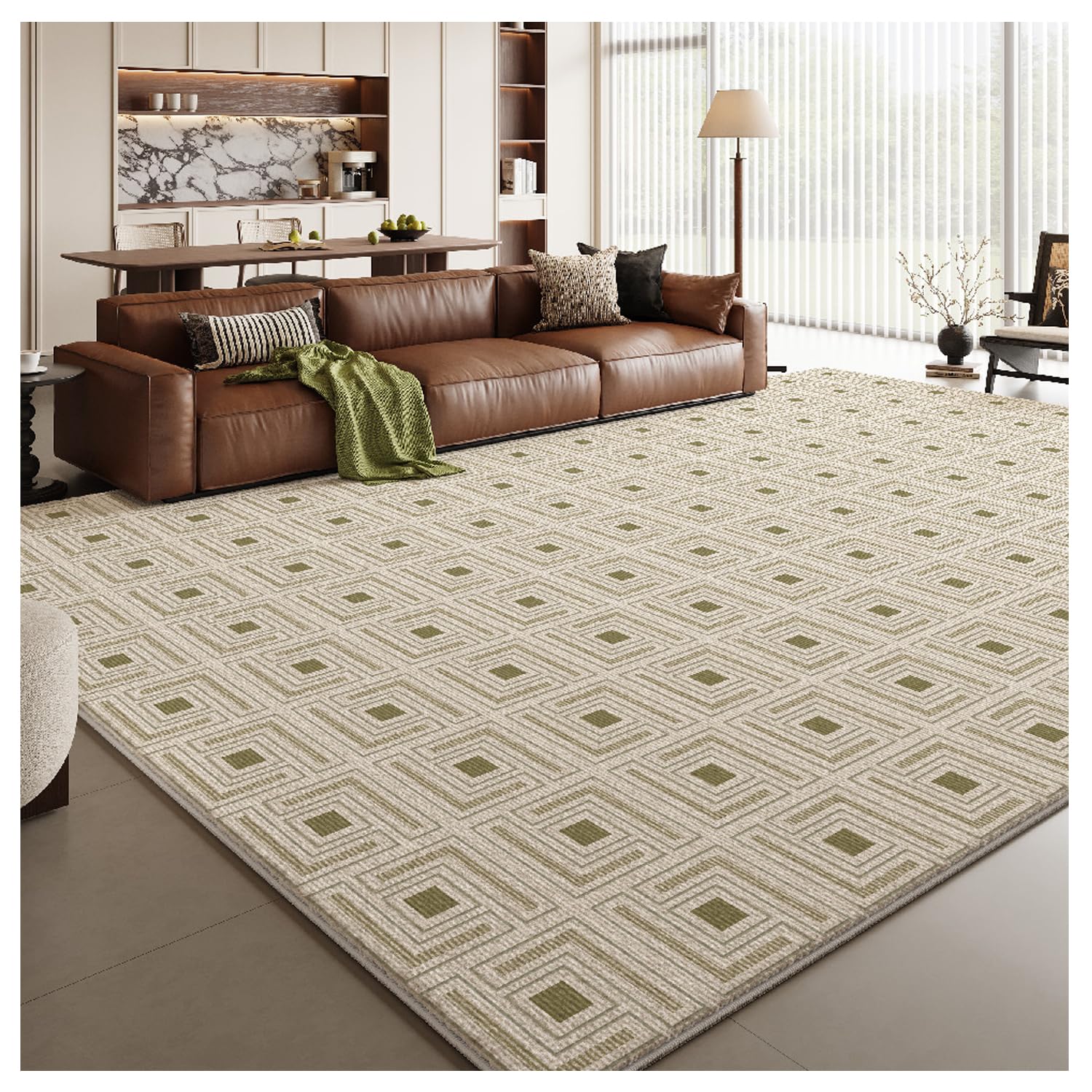 Tapis vintage vert salon 200x340cm | Tapis chambre adulte antidérapant