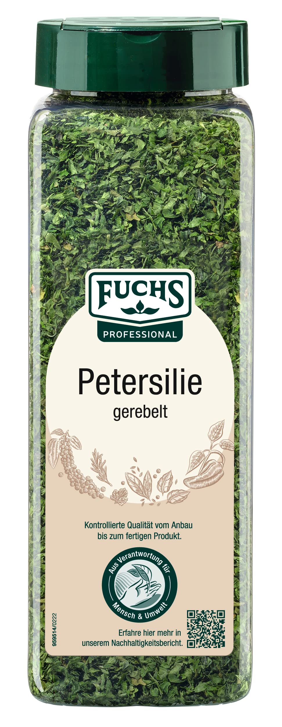 Fuchs Professional - Petersilie gerebelt | 100 g im großen Streuer | Kräuternote zum Verfeinern zahlreicher Gerichte | Mit praktischem Streuaufsatz