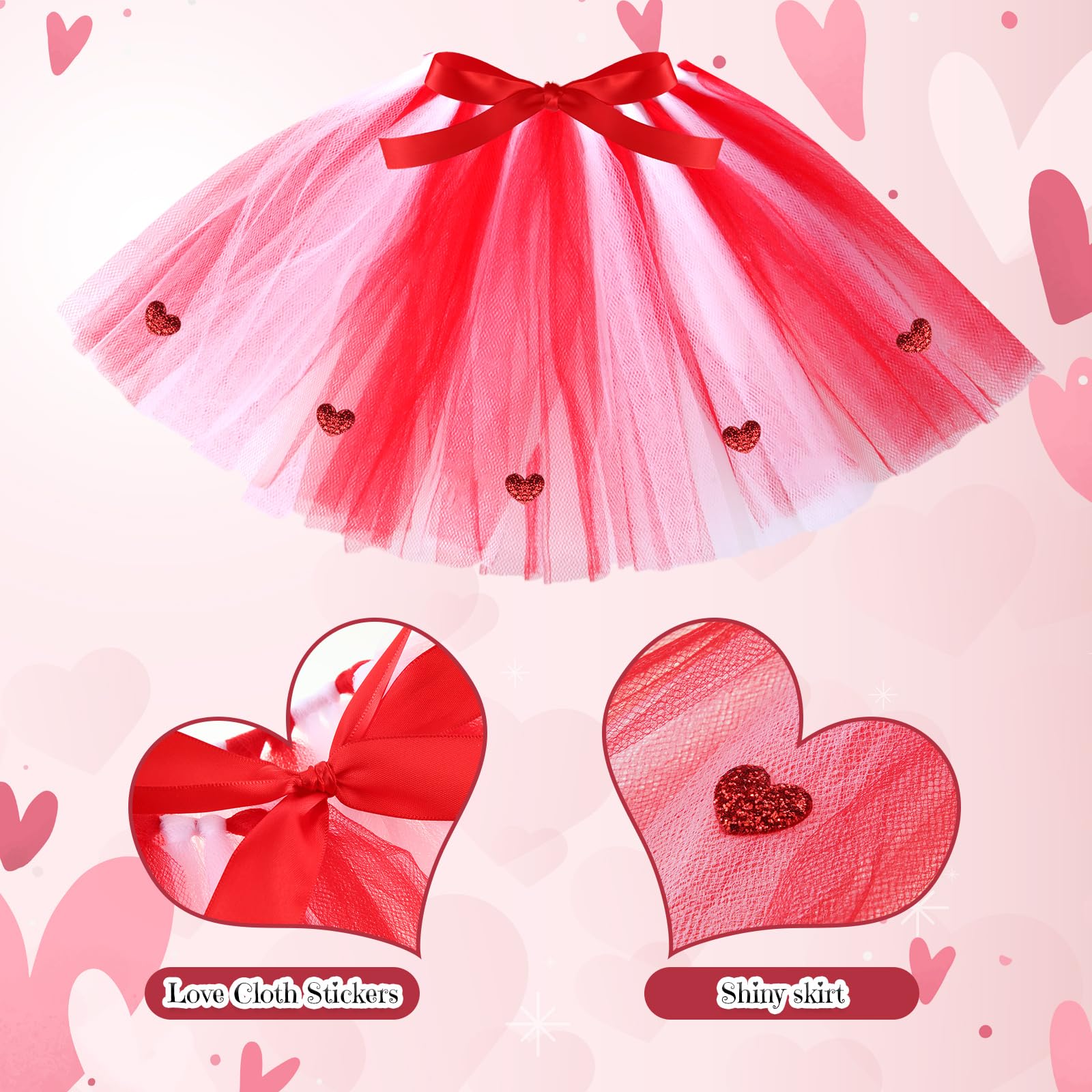 SilTriangle 3-Piece Valentines Day Dog Costume Set, Red Valentines Love Headband, Dog Tutu Dress, PET Scarf for Medium Dogs - Image 3