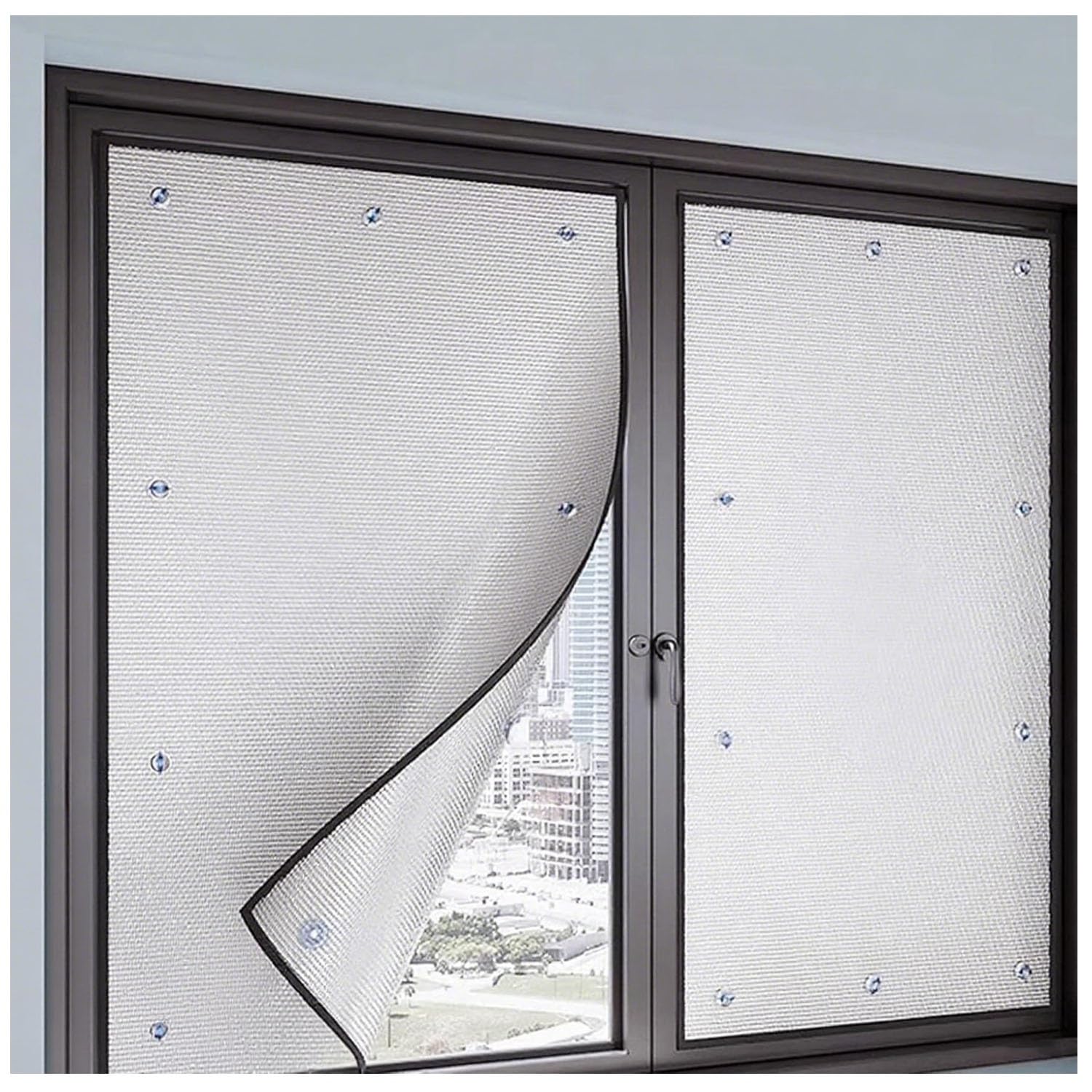 LJDJRHXH Thermal Insulation Reflective Window Film, 30 40 50 60 80 100 90 130 120 70 160 cm W Aluminium Foil Sun Blocker, Anti UV Anti Glare, Customizable Privacy Cover, With Suction Cups(85 x 150cm)