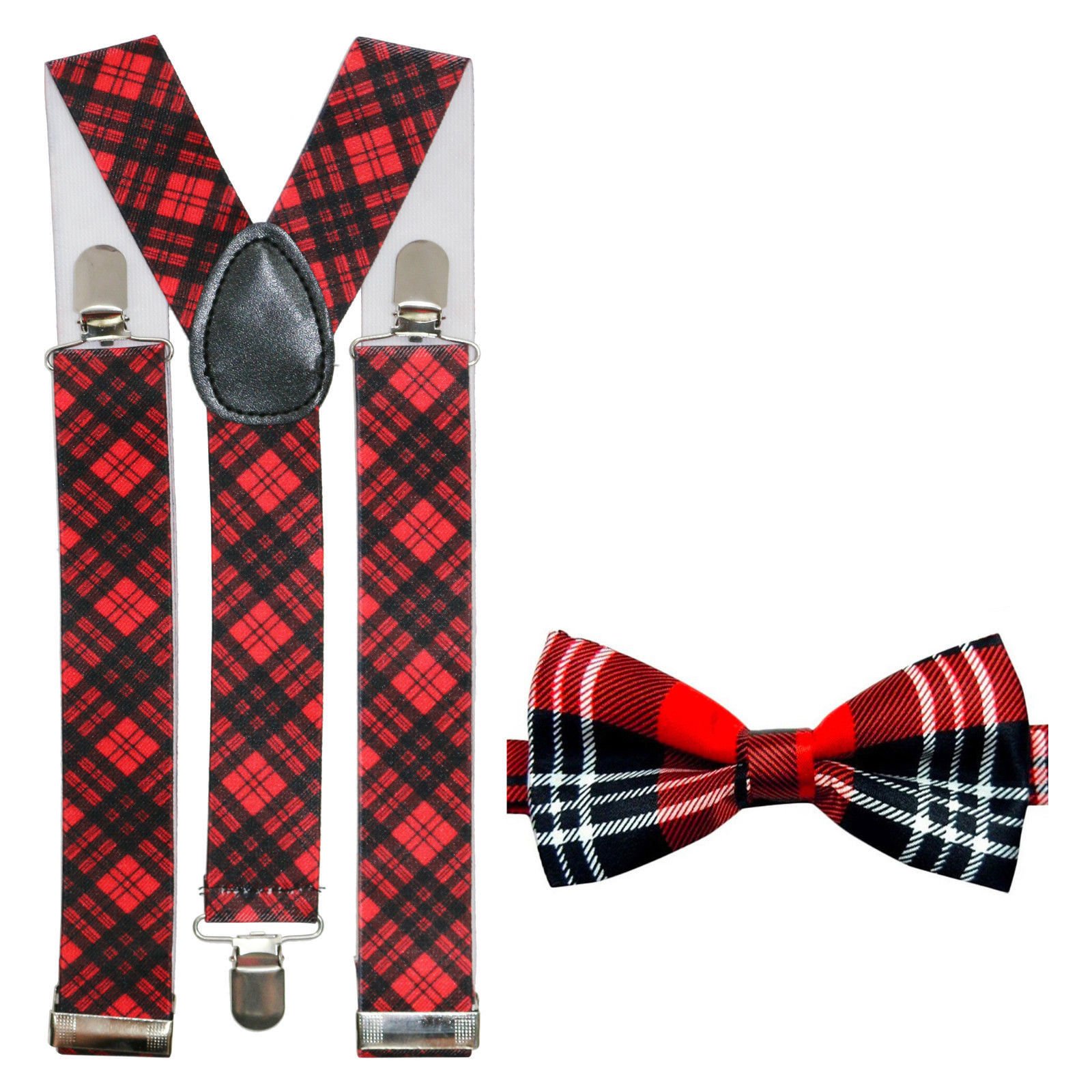 Wickedfun Men's 2 Pieces Set Wickedfun® Robert Burns Night Scotland Scottish Tartan Braces & Bow Tie Set Theme Party Accessories (2 Pieces Set)