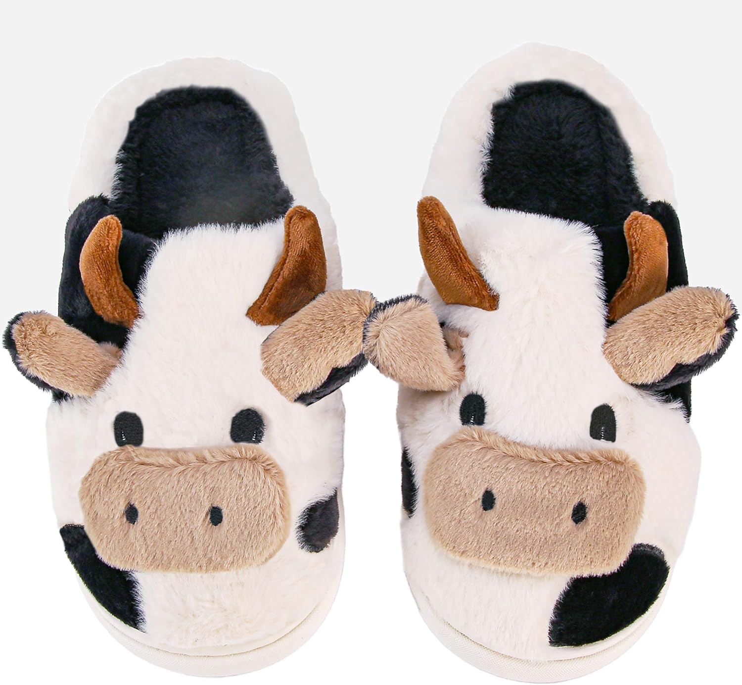 Cow Slippers for Women and Men, Fluffy Cute Cozy Cartoon Fuzzy Cow House Slipper Womens Milky Cows Animal Preppy Funny Kawaii Pillow Cloud Fall Winter Bedroom Home Shoes for Indoor and Outdoor - Image 2