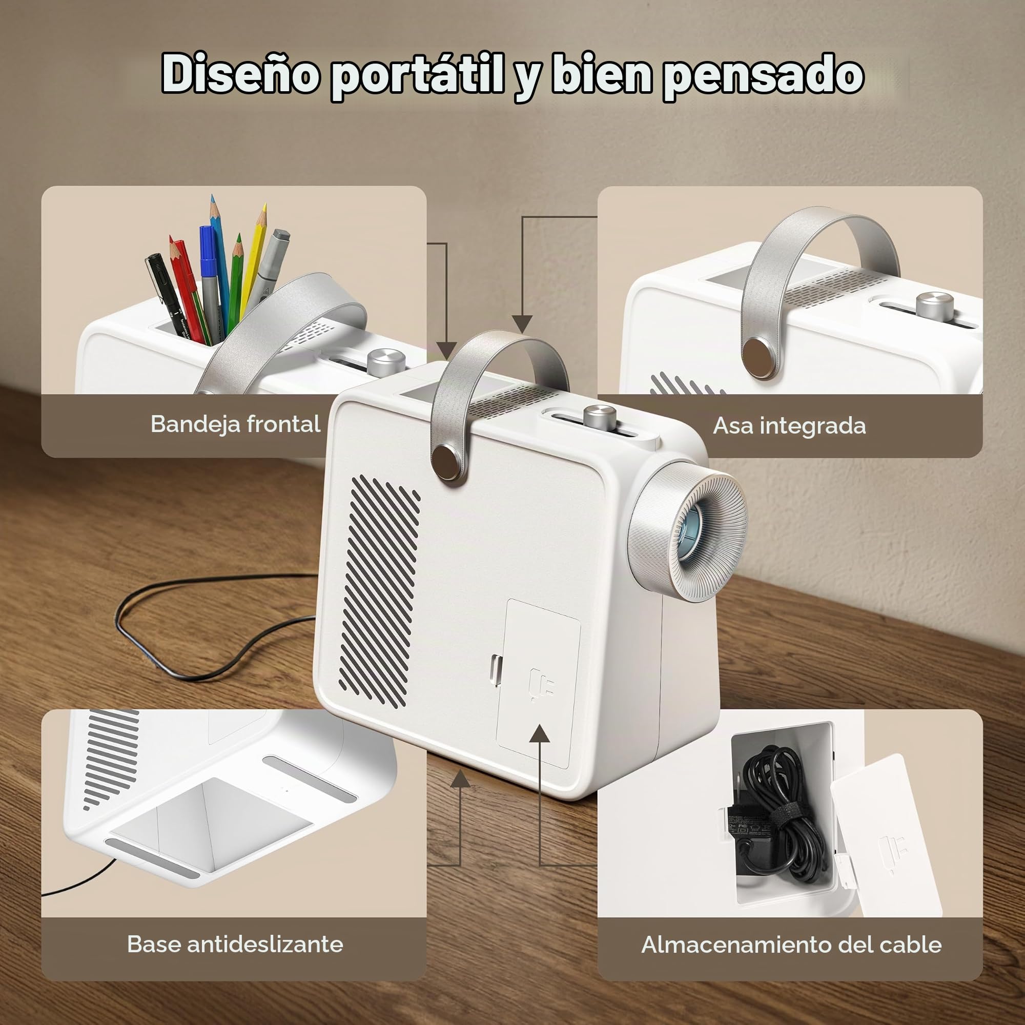 Caydo S1 Proiettore LED artistico per ricalco, con Area di Copia da 5" x 5" | Amplía Imágenes 2,5X-11X hasta 80", Proyector Portátil con Asa y Compartimento para Murales, Bocetos, Pintura sobre Lienzo