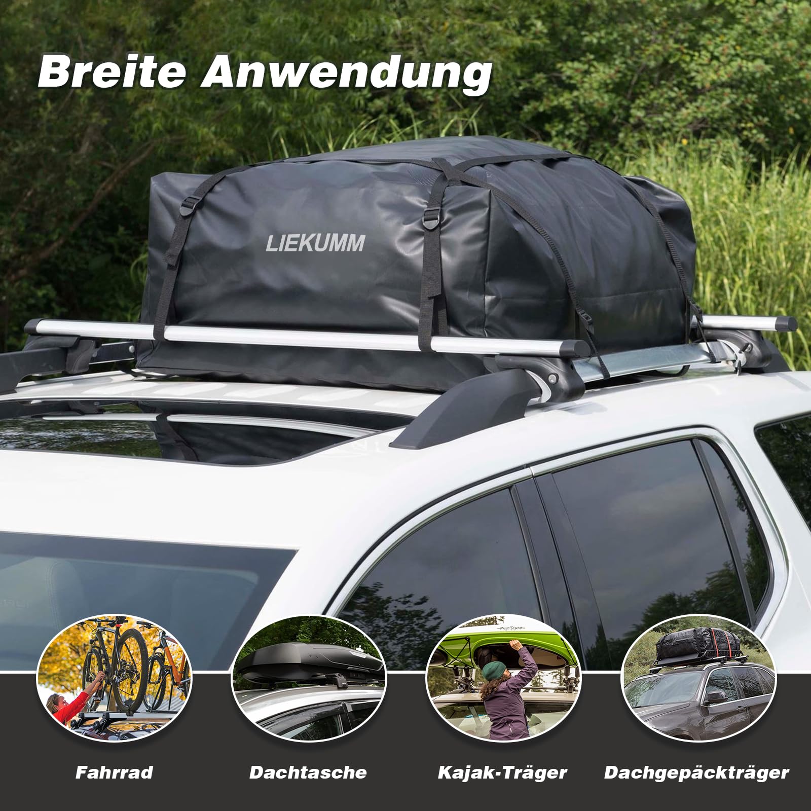 LIEKUMM Dachträger Universal 135cm, 2er-Pack Dachträger Geschlossene Reling, bis 120 cm Breit Nutzbar Aluminium Relingträger für offene Dachrelinge, Vormontiert, Inklusive Schloss