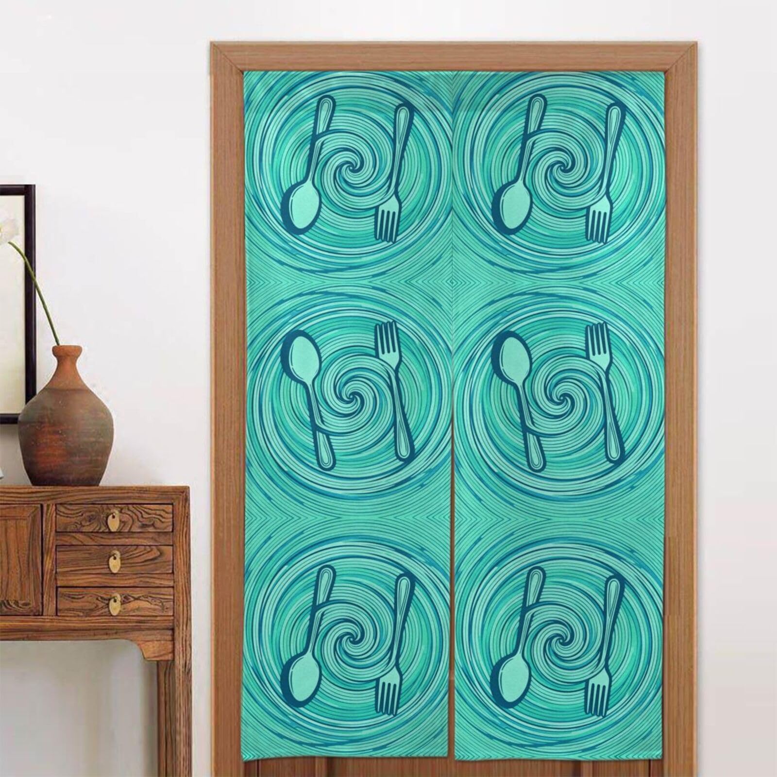 CNTDBU Spiral Kitchen Swirl Door Curtain 34x56 Inch-Room Divider Panel for Privacy, Entryway Screen for Kitchen Bedroom