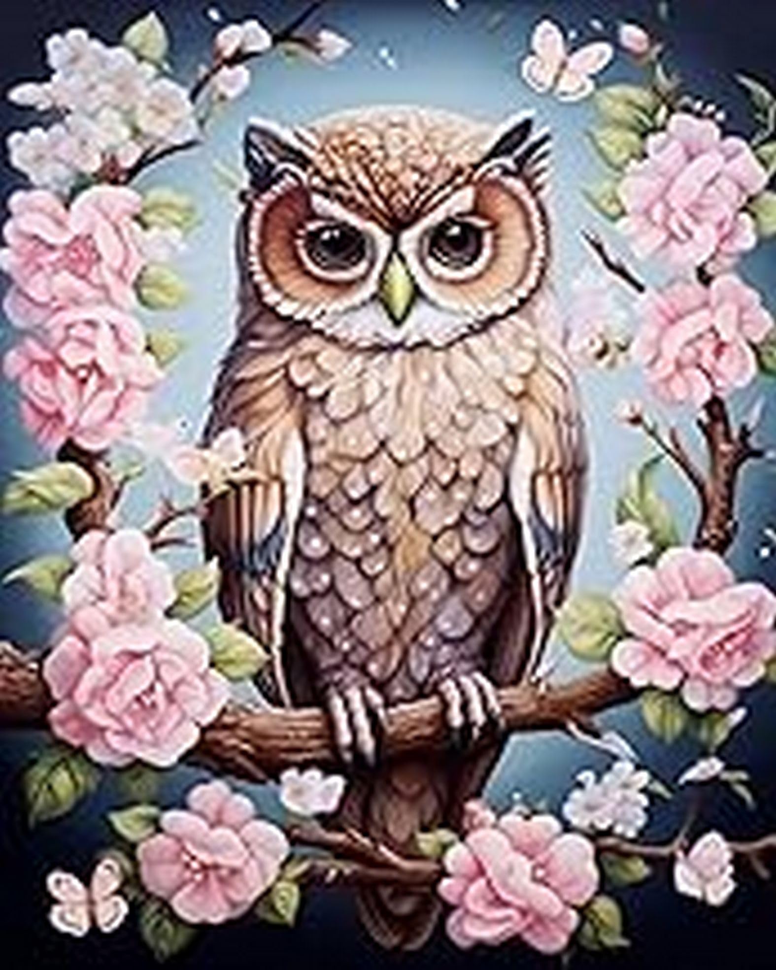 LEYIUYIU Kit punto croce stampato semplice fai da te per principianti adulti 11CT motivi di ricamo a mano decorazione della parete di casa - Uccello gufo - 40x50cm