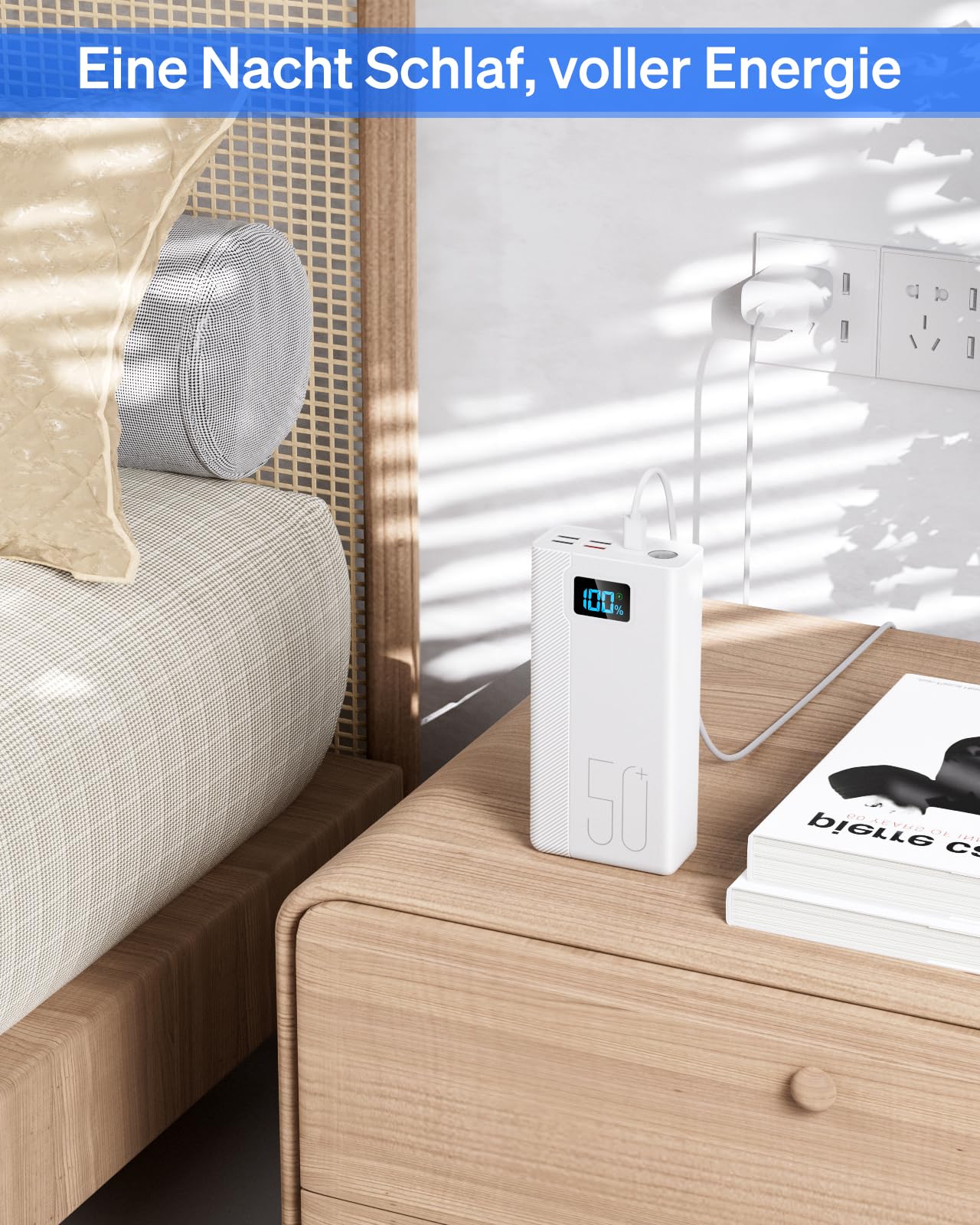 50000mAh Power Bank：Externer Akku mit großer Kapazität, 22,5W Schnellladung sowie 5 Ausgängen und 3 Eingängen MP3 Player to