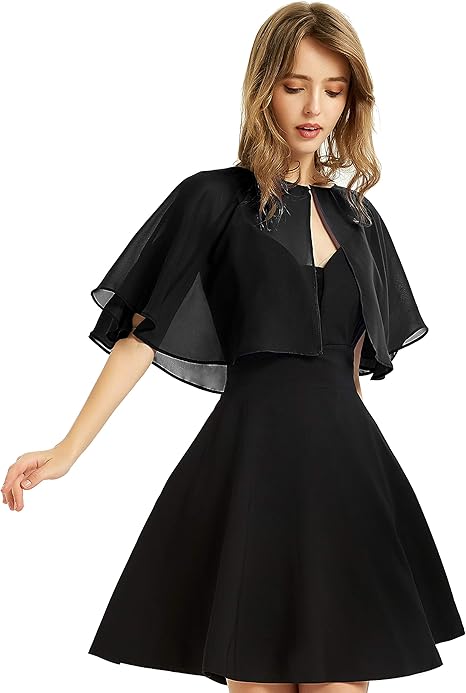 Women's Soft Chiffon Shawl Wraps Shrug for Evening Dress Wedding Cape Bolero Flapper Cover Up