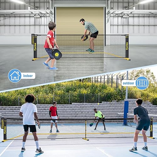 Miniatura 4 de Portable Pickleball Net for Driveway, 22 FT Regulation Size & 11 FT Half Court Size Pickle Ball Net with Ball Collector, 2-in-1 Pickle Ball Net with