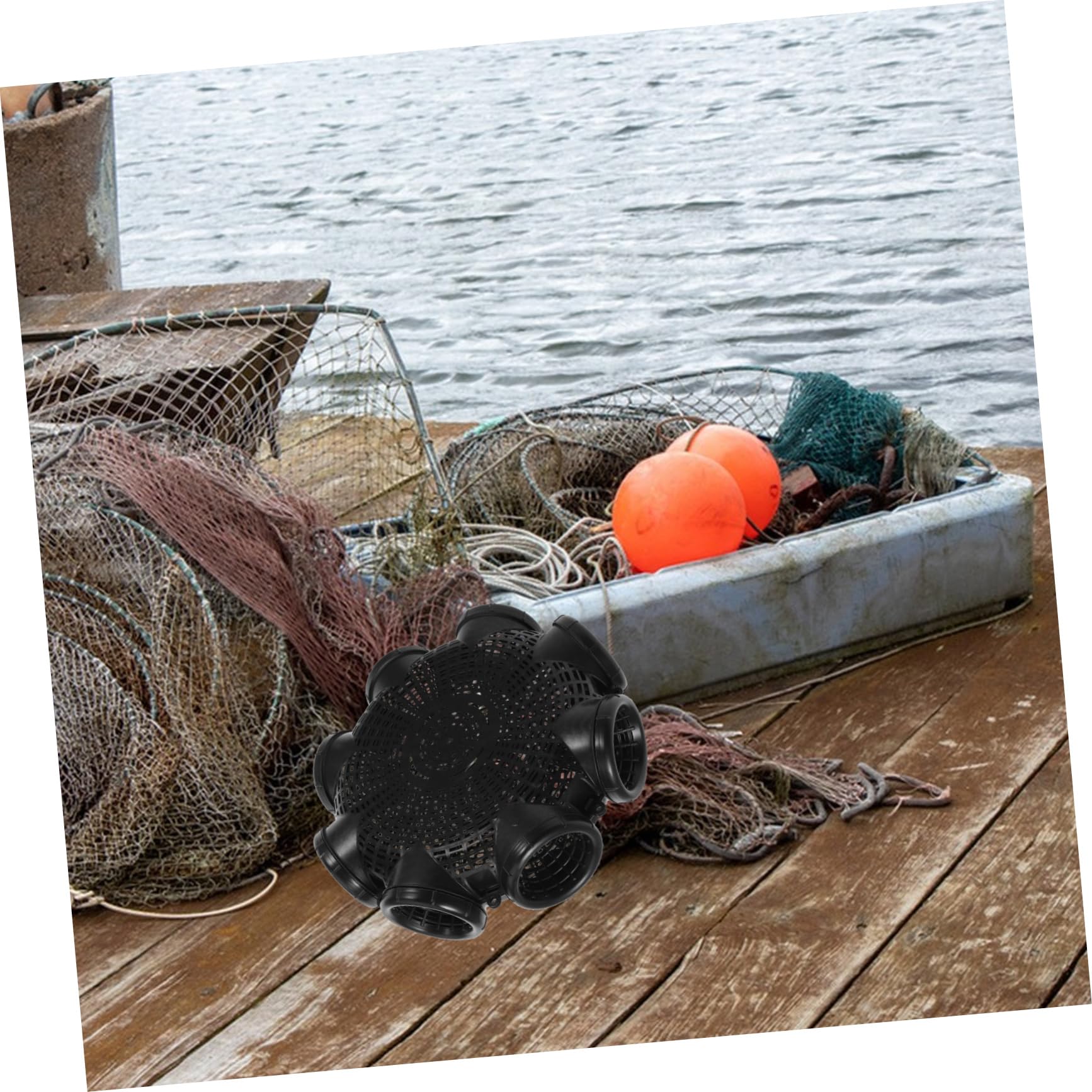 Angelköderkorb aus Kunststoff Fisch und Garnelenkorb mit Hohlstruktur Schwarz für Angeln