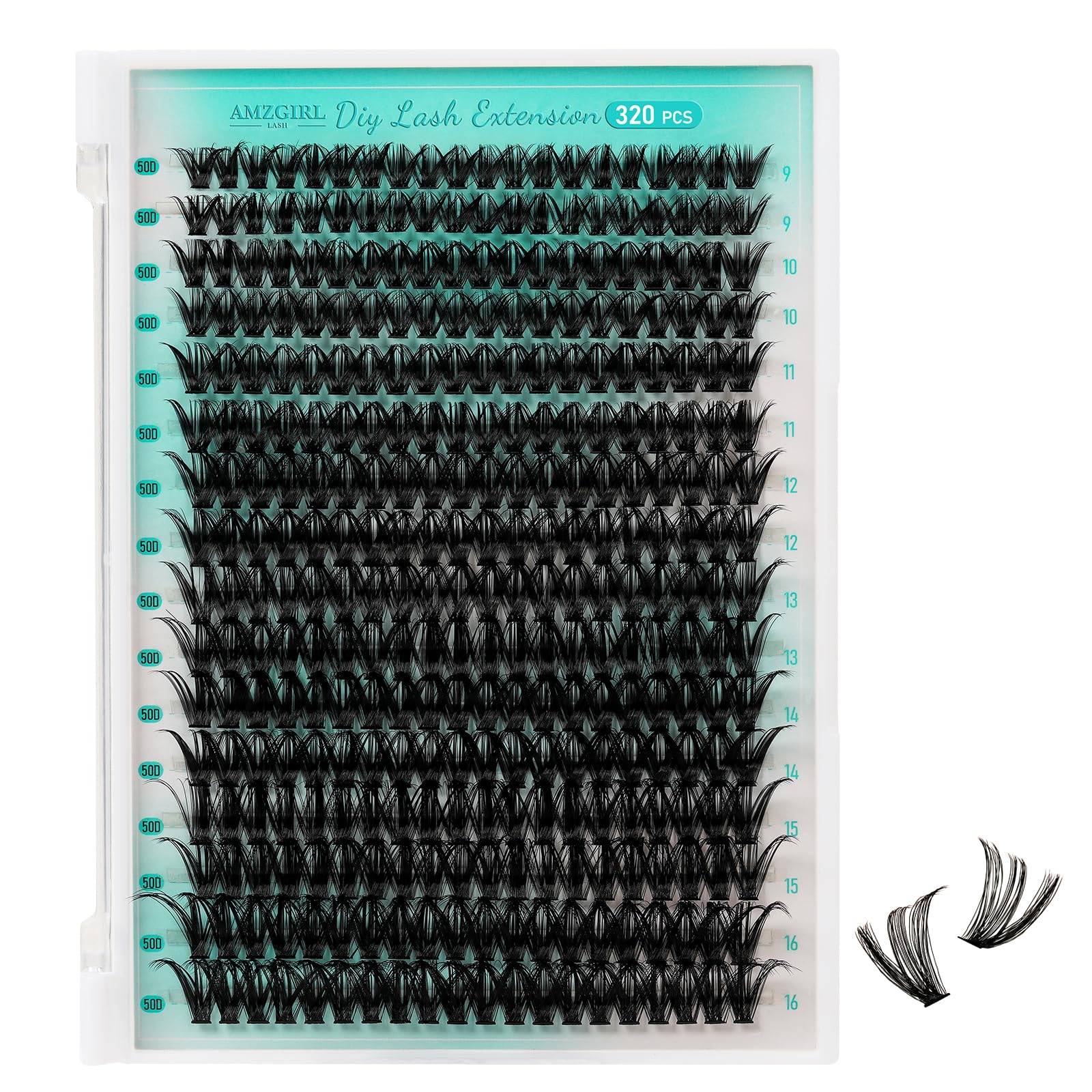 Lash Clusters Wispy 320PCS Eyelash Extension 50D Cluster Lashes Individual Lashes DIY Lash Extension Natural Look Cluster Eyelash Extensions Soft False Eyelashes at Home for Beginners(D-Mix9-16mm)
