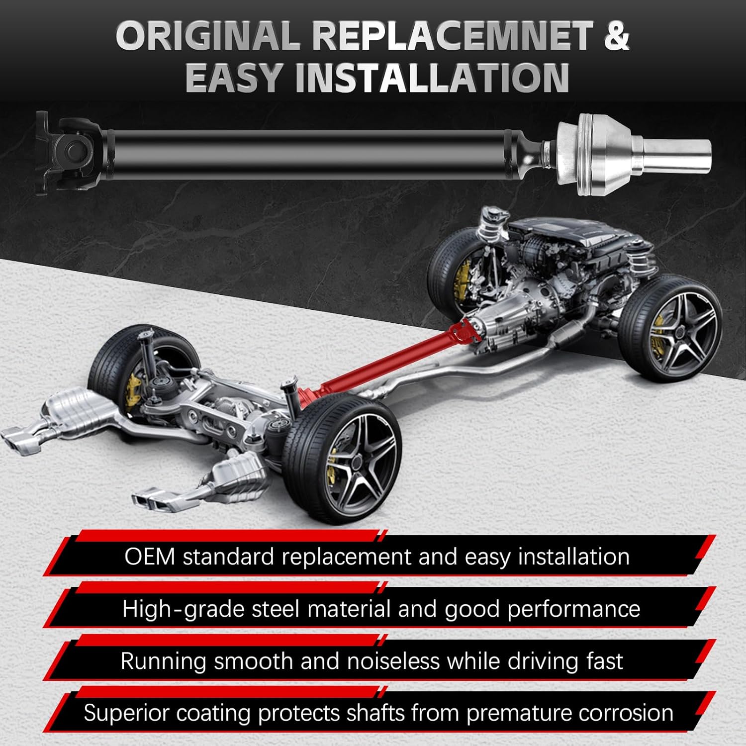 Nifeida 938-095 Front Complete Drive Shaft 33.75" Prop Shaft Assembly for Ram 1500 2013-2017 Cab Pickup, 4WD Automatic Transmission 8 Speed Trans., Replace# 52123639AA, 65-3027