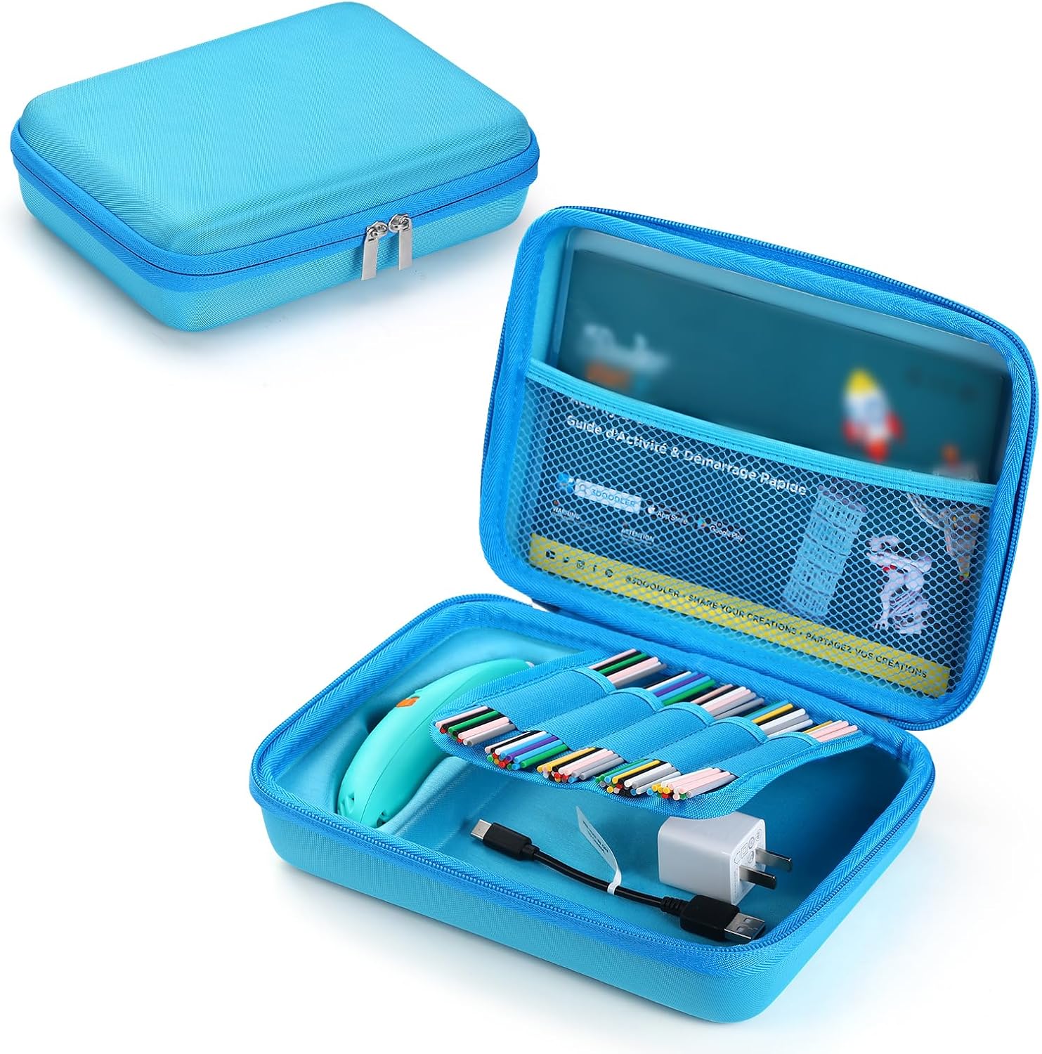 Hard Case Compatible with 3Doodler Start+ Essentials (2023, 2024) for 3D Pen Set for Kids, Art Activity Set Carrier Case for Printing Filament Refill and USB Charger,Blue (Box Only)