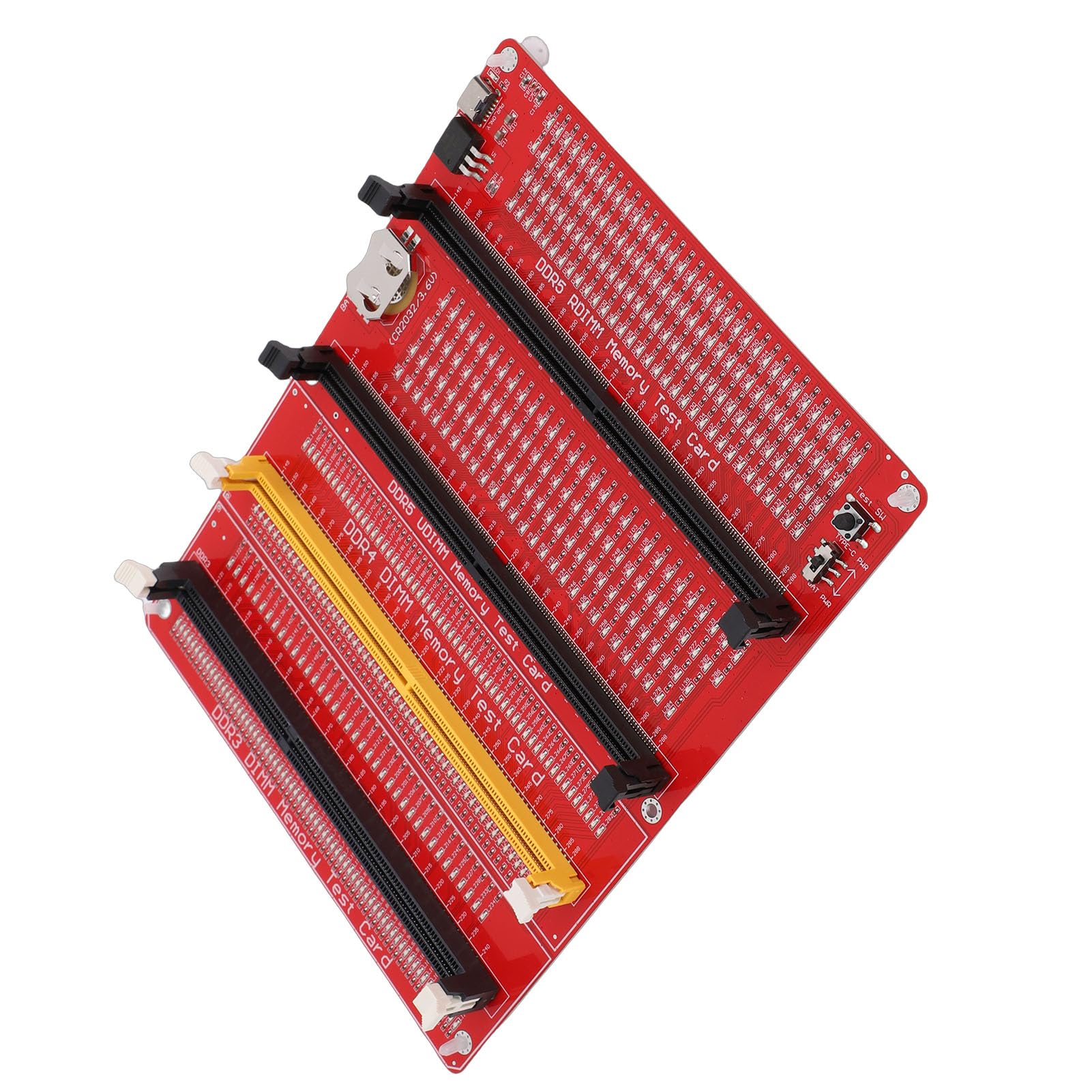 Topiky DDR3 DDR4 DDR5 UDMM DDR5 RDIMM Speichertester, 4-in-1 RAM-Speichertestkarte, Desktop-Computer-Speichertestkarte mit LED-Anzeigen, Speicherdiagnoseanalysator