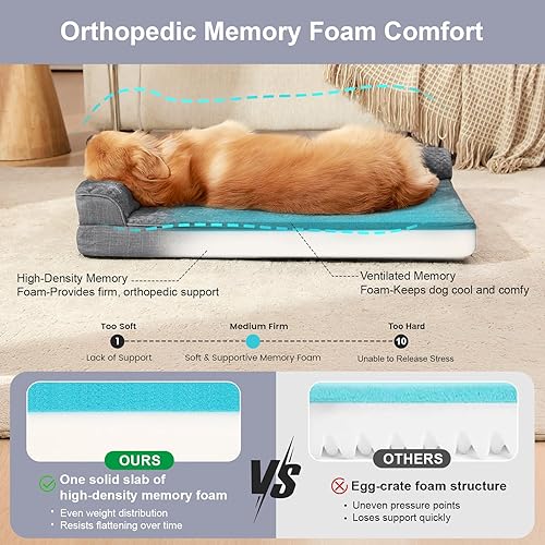 Miniatura 5 de Camas ortopédicas para perros grandes, camas de espuma viscoelástica para perros de tamaño grande, funda extraíble lavable, parte inferior