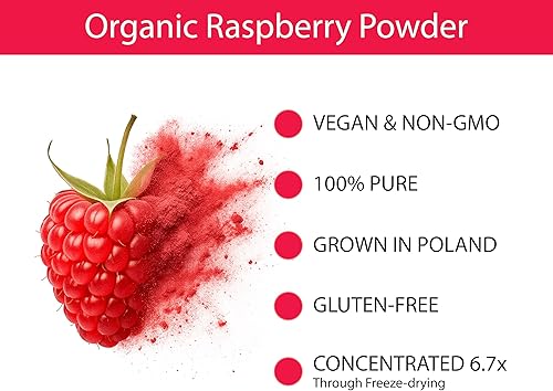 Miniatura 4 de KOYAH - Frambuesa orgánica en polvo 30 porciones (1 cucharada = 15 frambuesas), liofilizado, polvo de bayas enteras, equivalente a 450 frambuesas