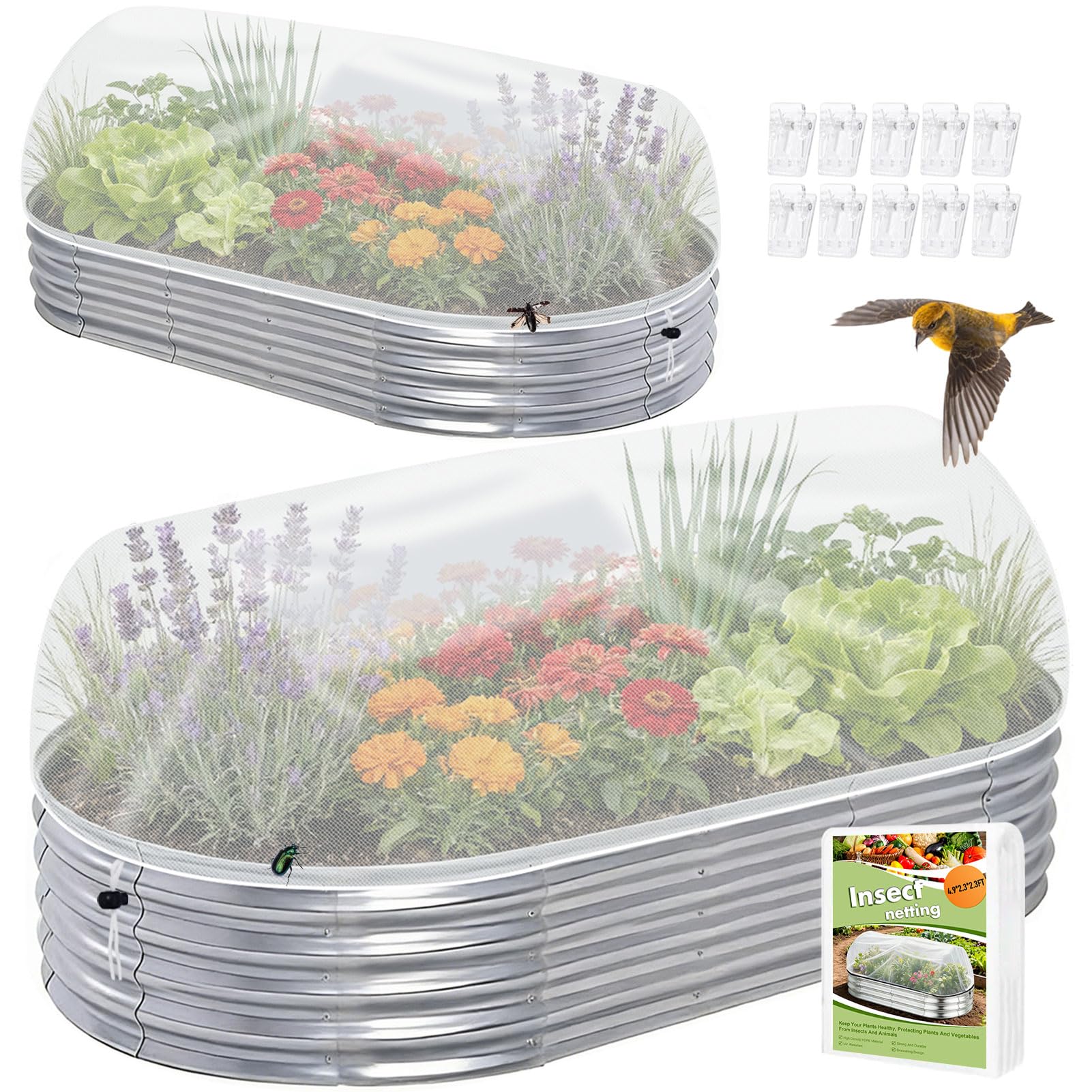 2 Pack Garden Netting for 8x4x1ft