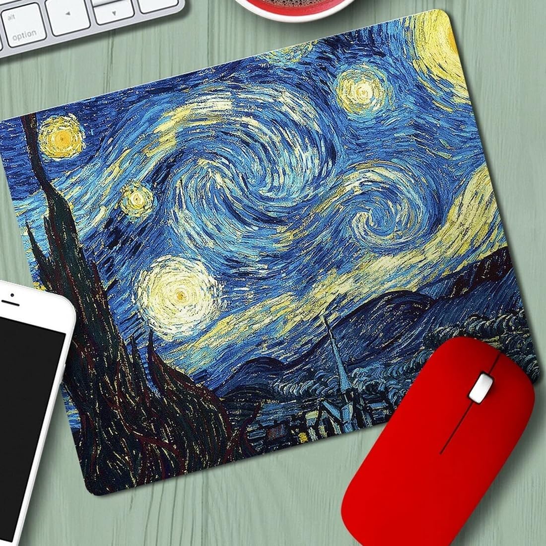 Alfombrilla Ratón, Fibra Extrafina Alfombrilla para Computadora, Mouse Pad, Materiales Duraderos, Portátil, Patrón clásico de pintura al óleo, para Ratón con Cable o Inalámbrico, multicolor