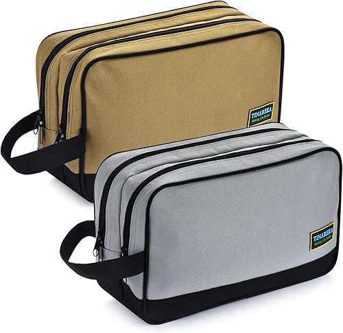 Pequeña bolsa de herramientas  Compartimentos duales, bolsa de herramientas con cremallera de 12 pulgadas, organizador de almacenamiento multiusos