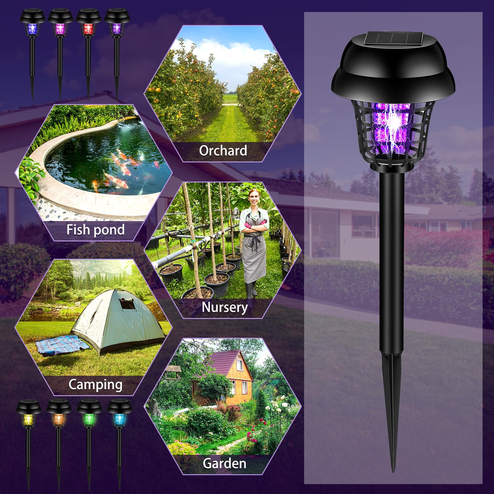 Qualirey 12 Stück Solar Insektenvernichter Wasserdicht Outdoor Moskito Zapper Mückenvernichter und Beleuchtung Repellent Lampe für Innen Außen Garten Terrasse