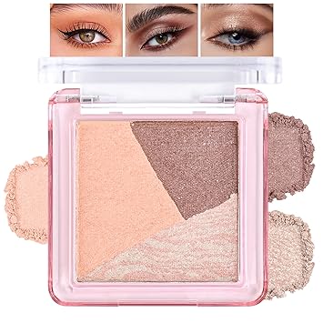 Eyeshadow Palette-Mini 3-in-1 Eye Shadow Powder Palettes Makeup-Matte&Shimmer Baked Eye Shadow for Women,paleta de sombras de ojos,Buildable Smooth Silky Waterproof for Daily Look,01Peach Brown
