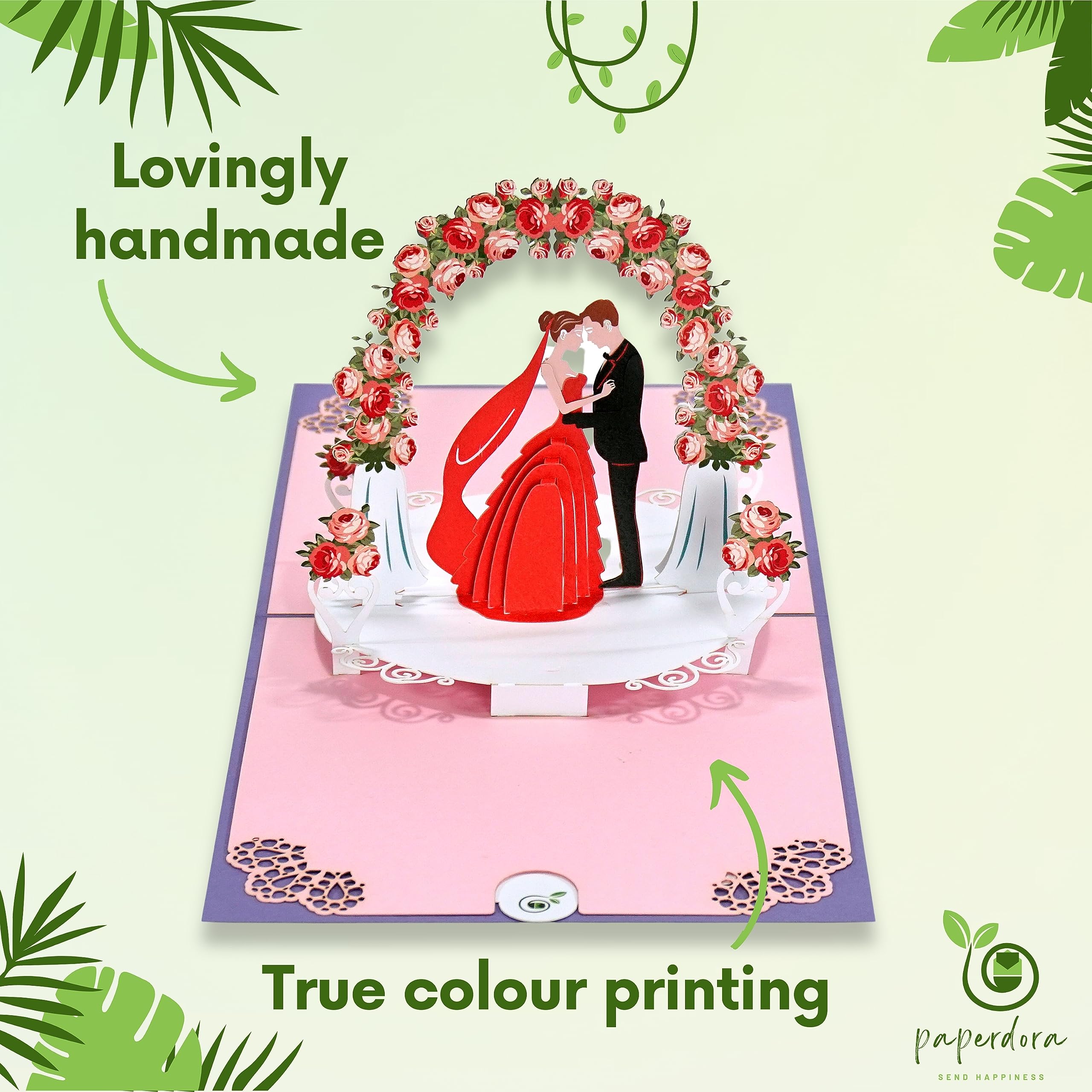 paperdora® 3D Pop-Up Card „Wedding“ with Envelope and Wax Seal - Greeting Card Gift Card Gift Certificate Voucher - Image 3