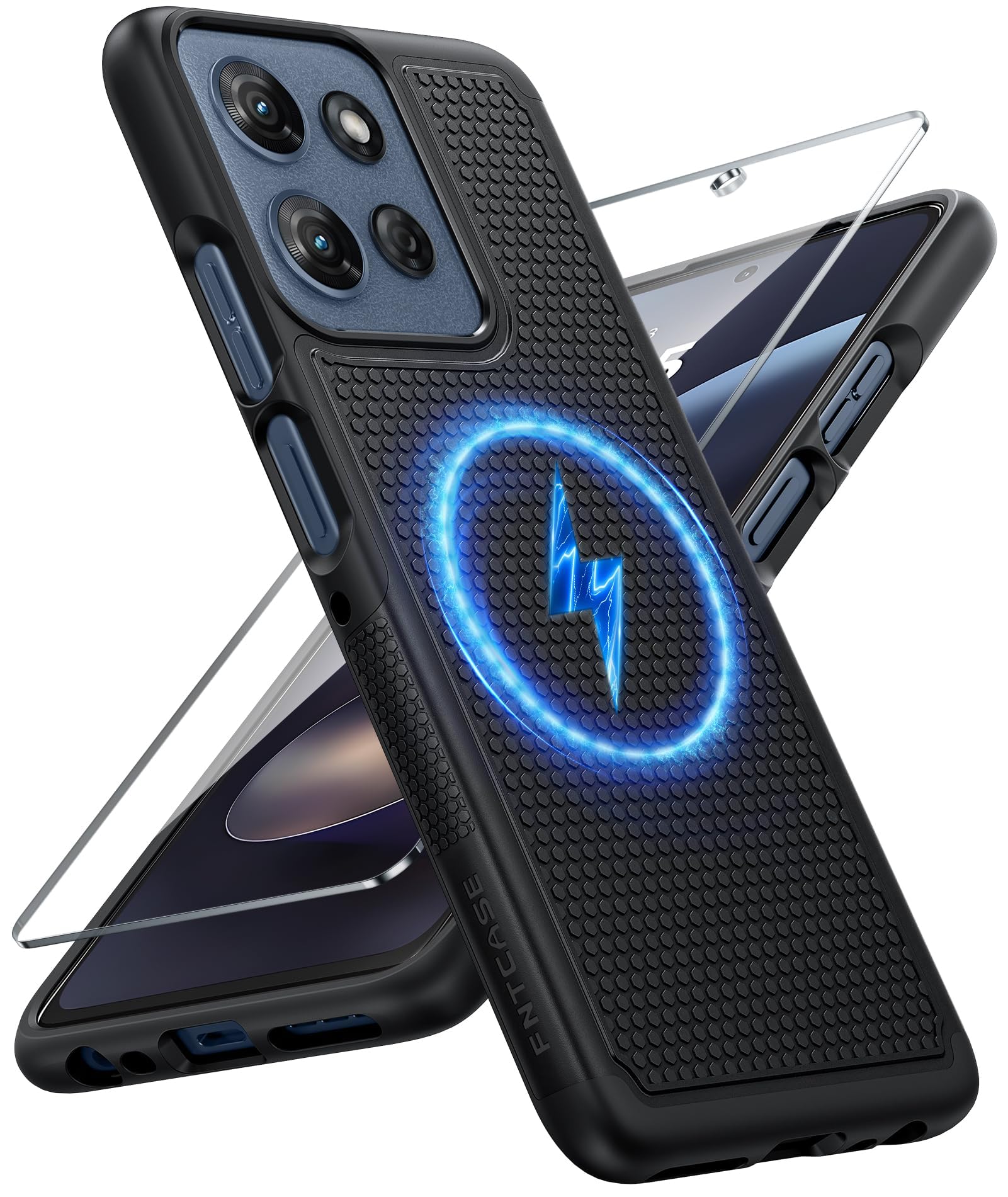 FNTCASE for Moto G 2026/G 2025 Phone Case: Dual Layer Fit for MagSafe | Moto G Play 2026 Magnetic with Screen Protector, Shockproof Military Drop Protection, Matte Protective Phone Cover, Black