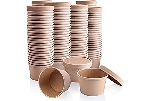 Fit Meal Prep 8 Oz Kraft Paper Soup Containers with Lids to Prevent Spills