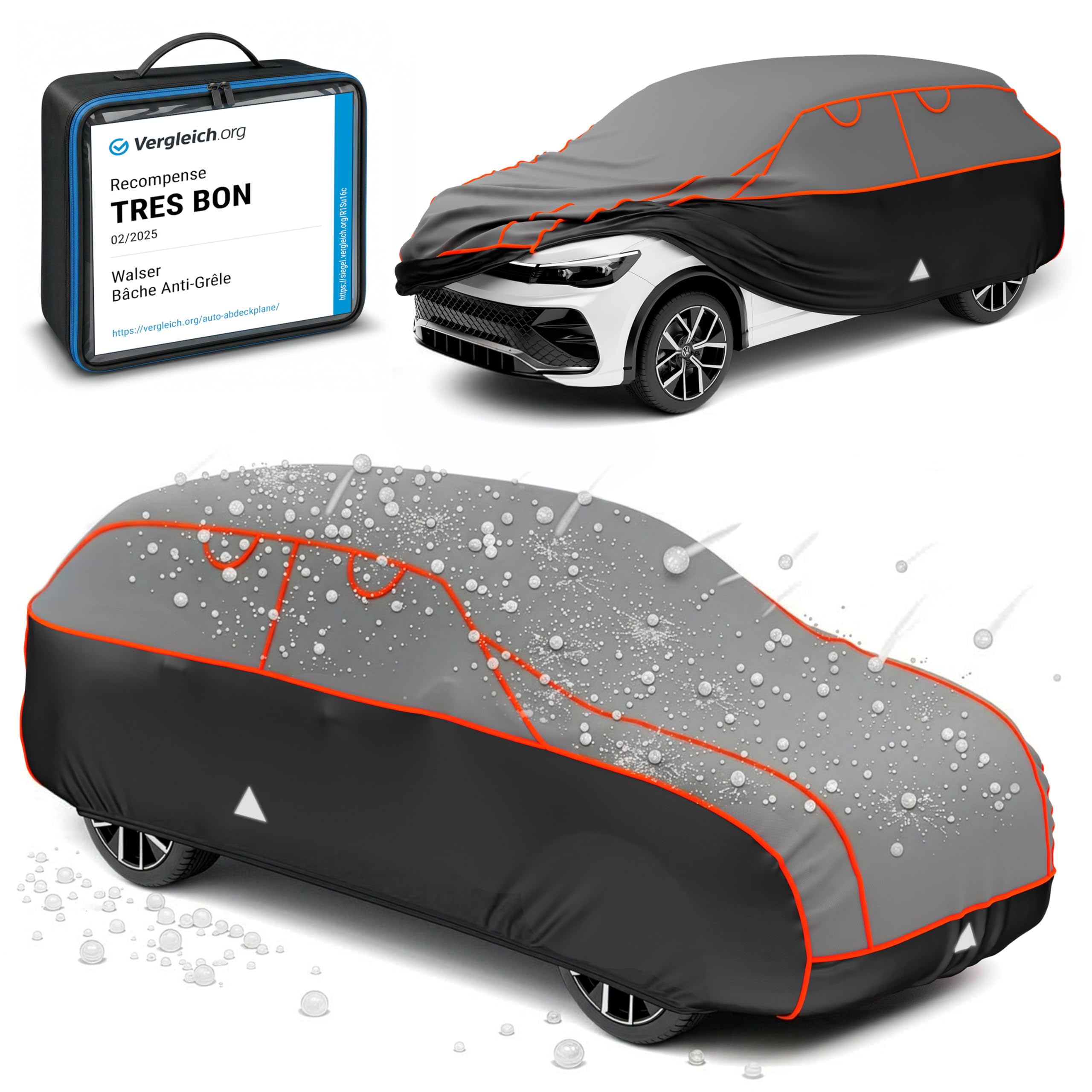 WALSER Bâche de Voiture Anti-​grêle Perma Protect SUV, Récompense Très Bon* Housse de Protection Anti-​grêle, Certifié par Le TÜV Autriche* bâche Contre la grêle, Couverture de Voiture SUV/​Van Taille 7