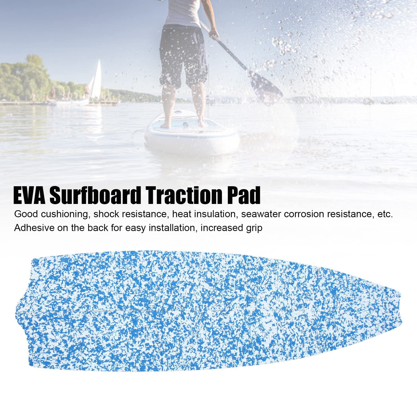 EVA Surfboard Traction Pad 9Pcs | Secure Grip Deck Grip for Surfboards/Paddle Boards/Kitesurfing | & Shock Absorbing Surf Accessories | Blue and White Design