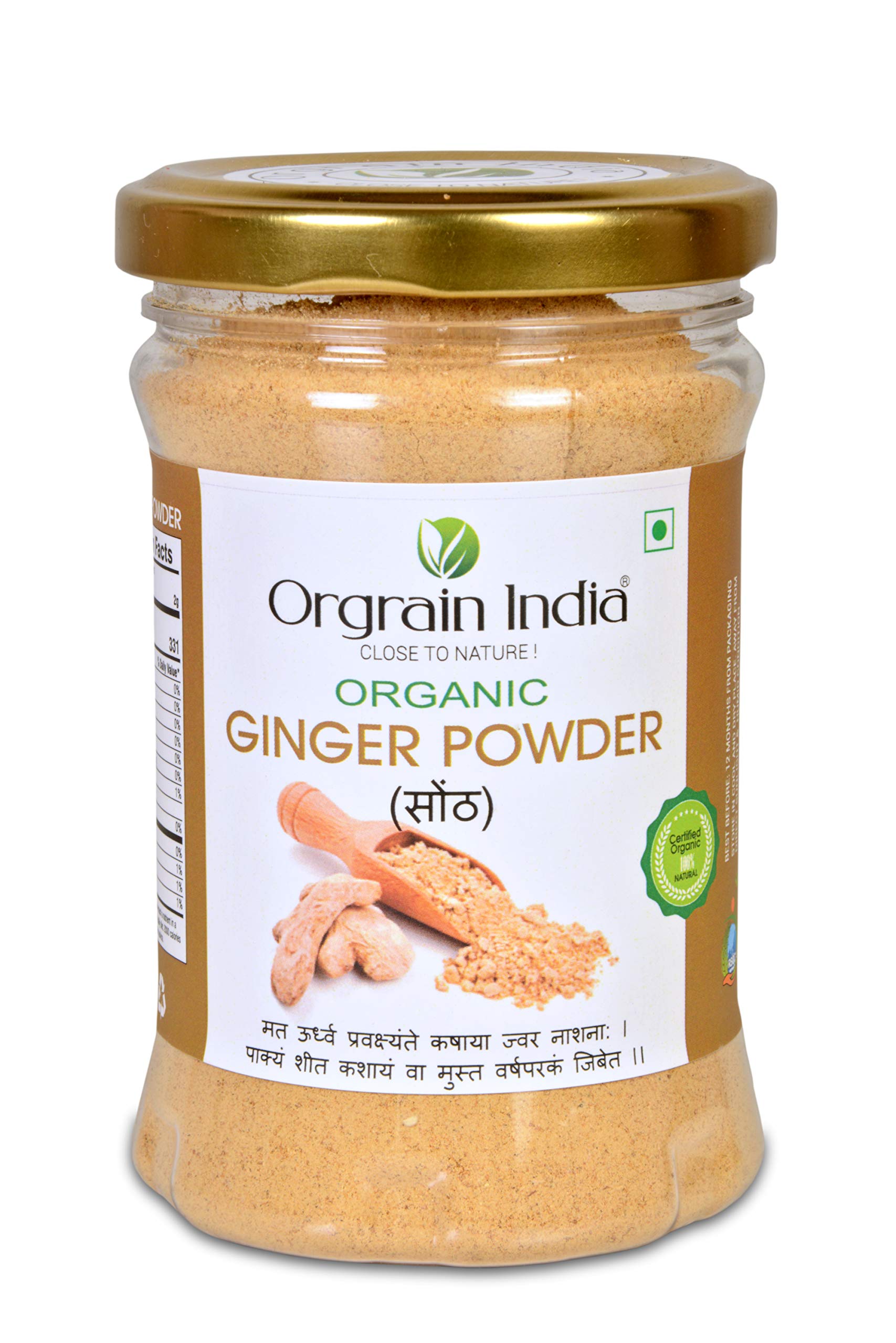 Orgrain India Organic Ginger Root Powder 100g | Pure & Natural | No Preservatives | Low Sodium | Perfect for Smoothies, Teas, Baking & Cooking | Handpicked from Sustainable Farms