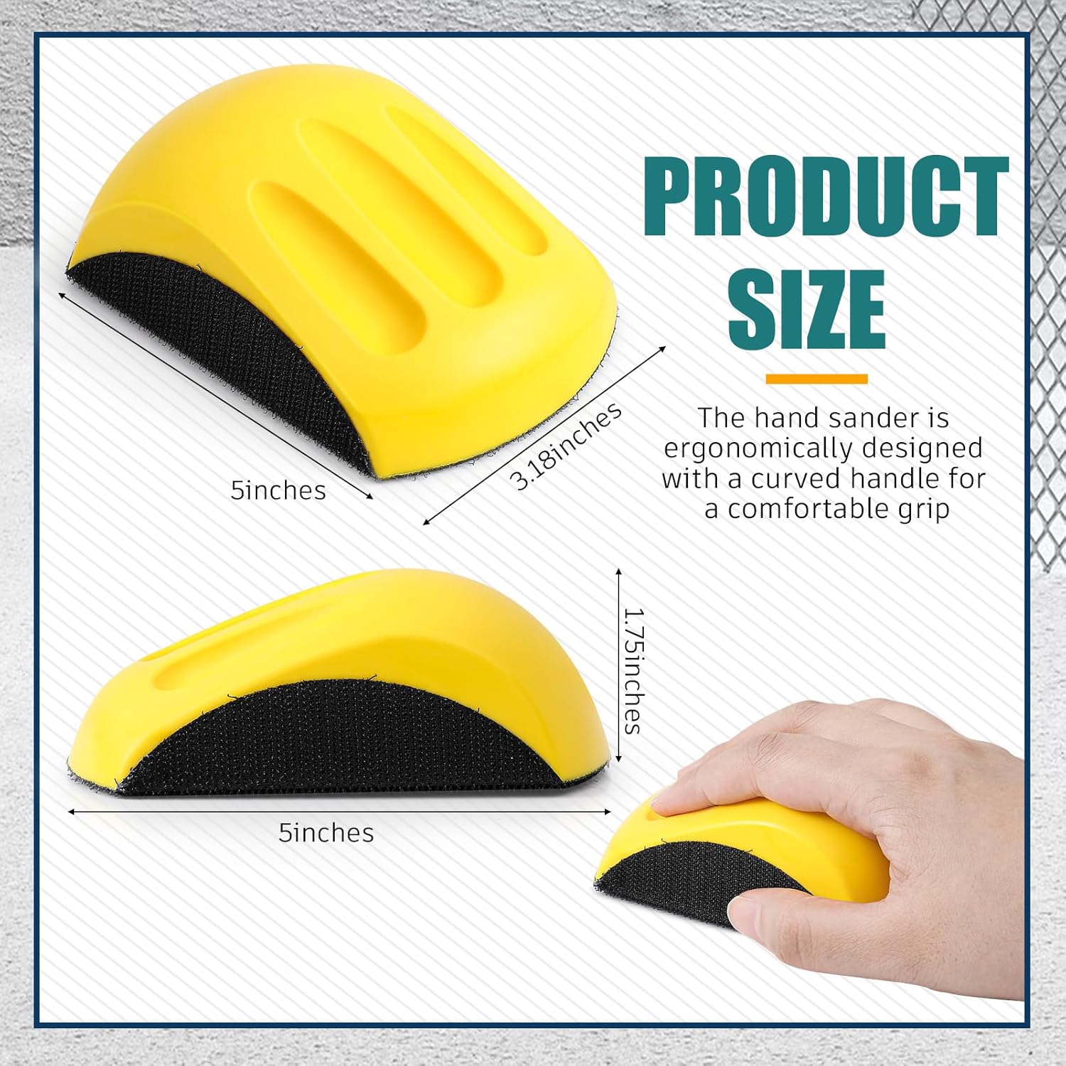 4 Pcs 5 Inch Hook and Loop Mouse Hand Sanding Block Hand Sander Block Sanding Mouse for Wood, Furniture Restoration, Home, Automotive Body, Woodworking Tools