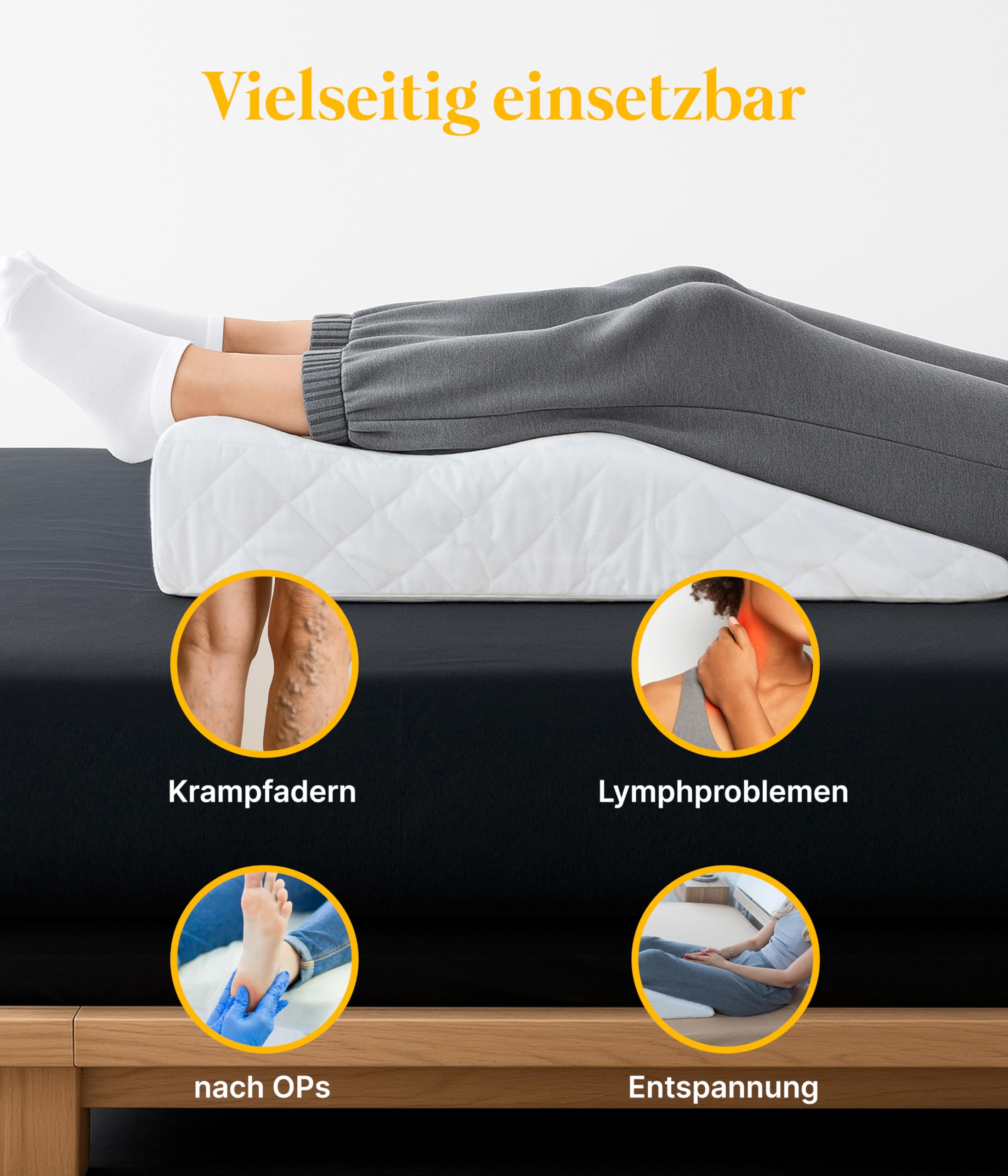 Medicline Ergonomisches Venenkissen Beinkissen aus Komfortschaum – Ergonomische Beinhochlagerung für Entspannung & bessere Durchblutung – Atmungsaktiv, Lagerungskissen – Made in Germany