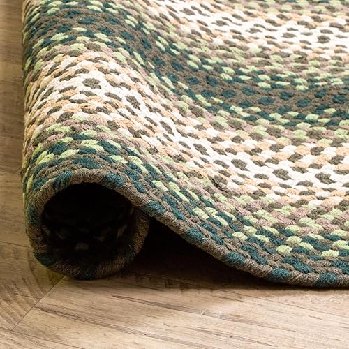 Miniatura 6 de Super Area Rugs Alfombra trenzada ovalada grande de 7 x 9 pulgadas, color verde y marfil, para dormitorios y salas de estar estilo rústico