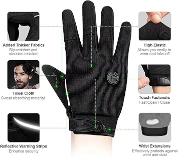Bike Cycling Gloves for Men Women,Touchscreen Full Finger Shock-Absorbing 5MM Gel Pads MTB Road Bicycle Gloves for Mountain Biking,Running,Hiking,Outdoor Sports
