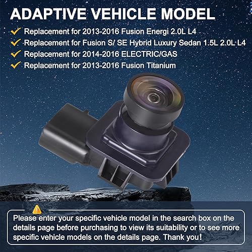 Miniatura 2 de Reemplazo de cámara de respaldo de visión trasera para Ford Fusion Energi Titanium 2013 2014 2015 2016, Fusion S SE Hybrid Reemplazo # ES7Z19G490A,