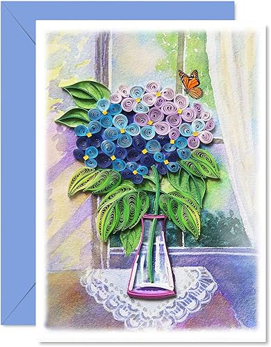 KingKraft Tarjeta de flor de hortensia, tarjeta de cumpleaños, tarjeta de aniversario para esposa, tarjeta del día de San Valentín, tarjeta del día