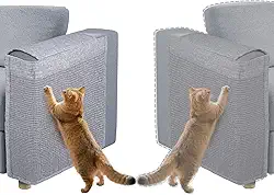 Protetor de móveis para gatos com sisal natural para proteger móveis de sofá, poltrona, sem mão (cinza claro)
